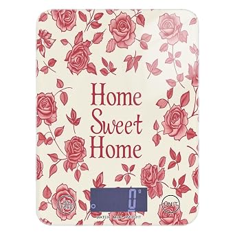 Waterproof Scale for Food Weight 11lb/0.18oz, 5kg/5g William Morris Style Home Sweet Home Rose Red Grams Digital Scale with 4 Unit for Weight Loss Cooking Keto Batteries not Included
