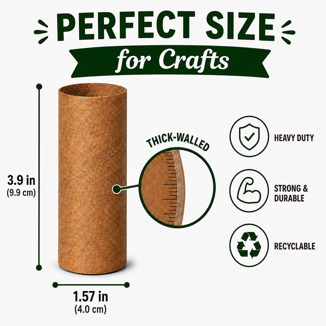 60 Pack Craft Rolls - Thick Cardboard Tubes for Craft - Round Cardboard Tubes For Crafts - Craft Tubes - Bulk Craft Round Tubes - Paper Tube for Arts & Crafts - 1.57 x 3.9 Inches - Brown