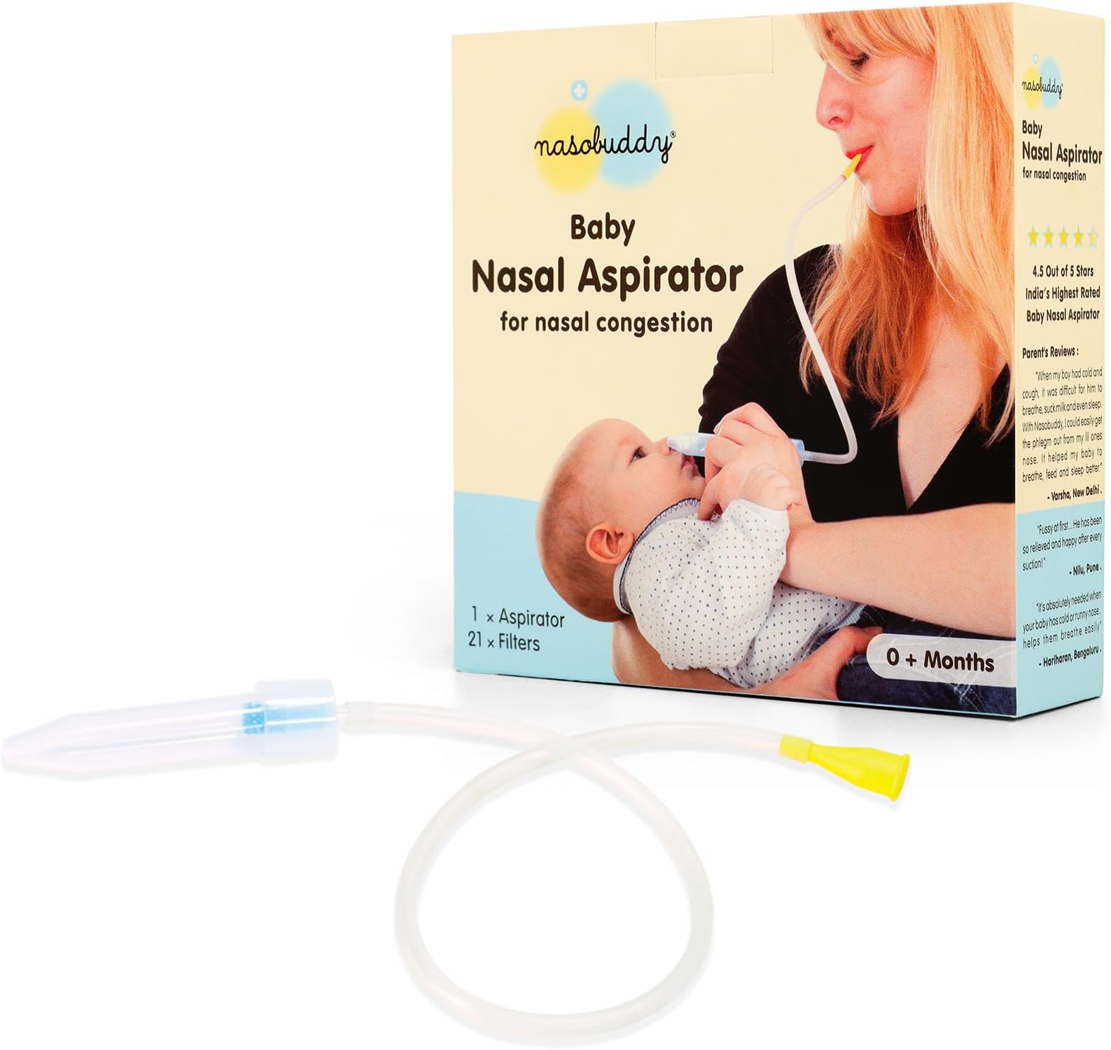 Baby Nasal Aspirator 0-5 Years The Snotsucker Cold Relief (Yellow)