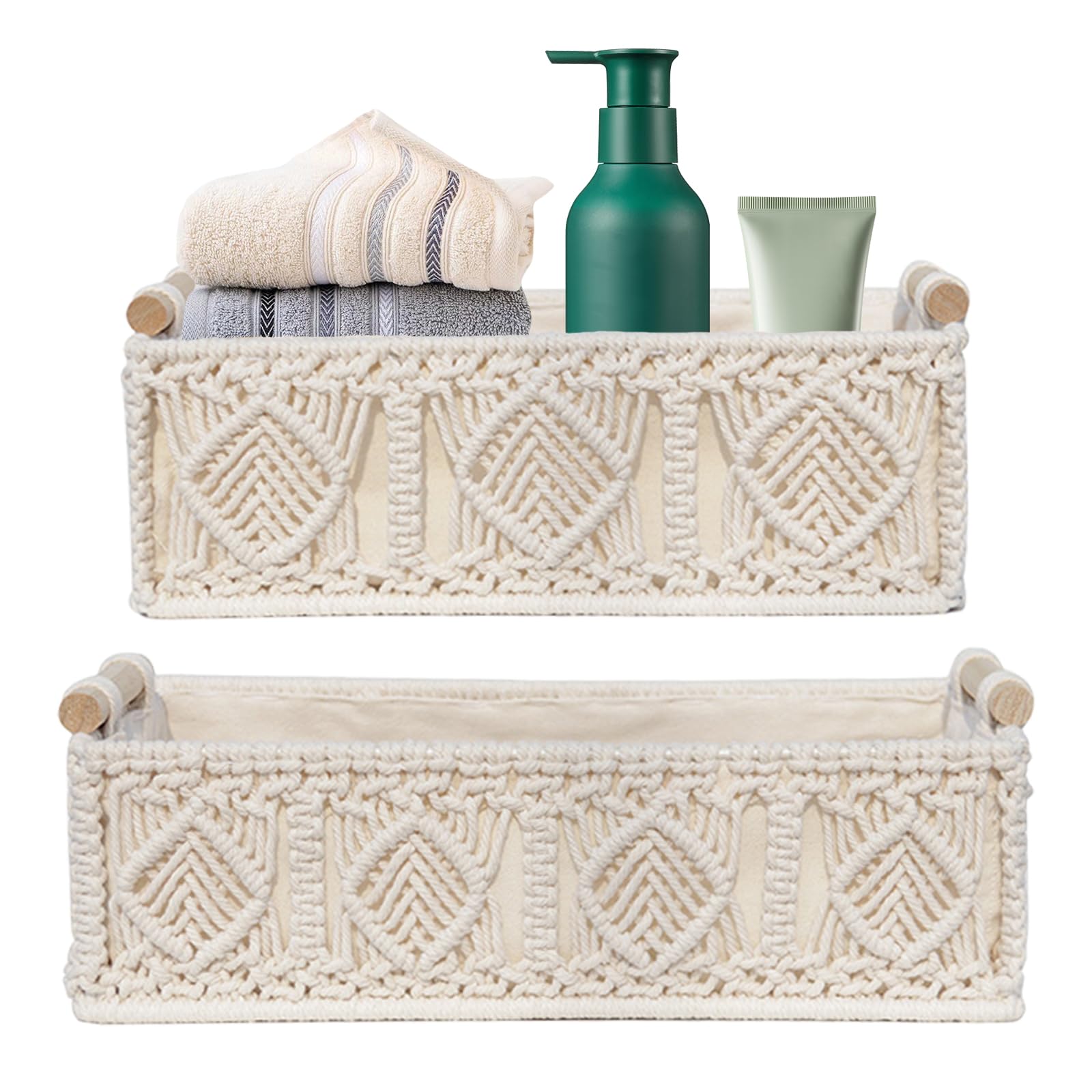 Paniers de rangement en macramé pour trier un placard encombré