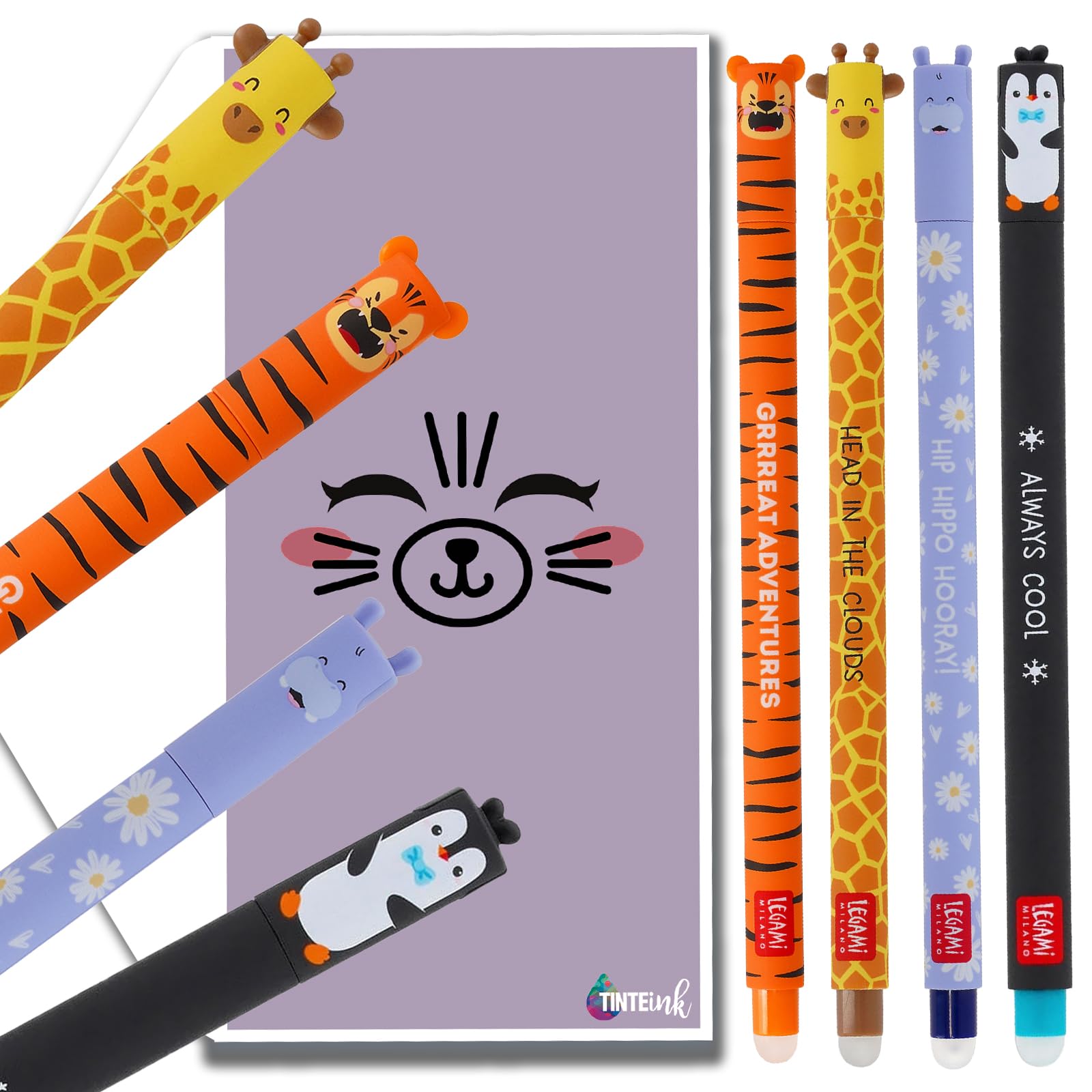 Tinte Ink Legami Erasable Pens Bundle Envelope - (Safari Collection (4 Pens)) — image 1