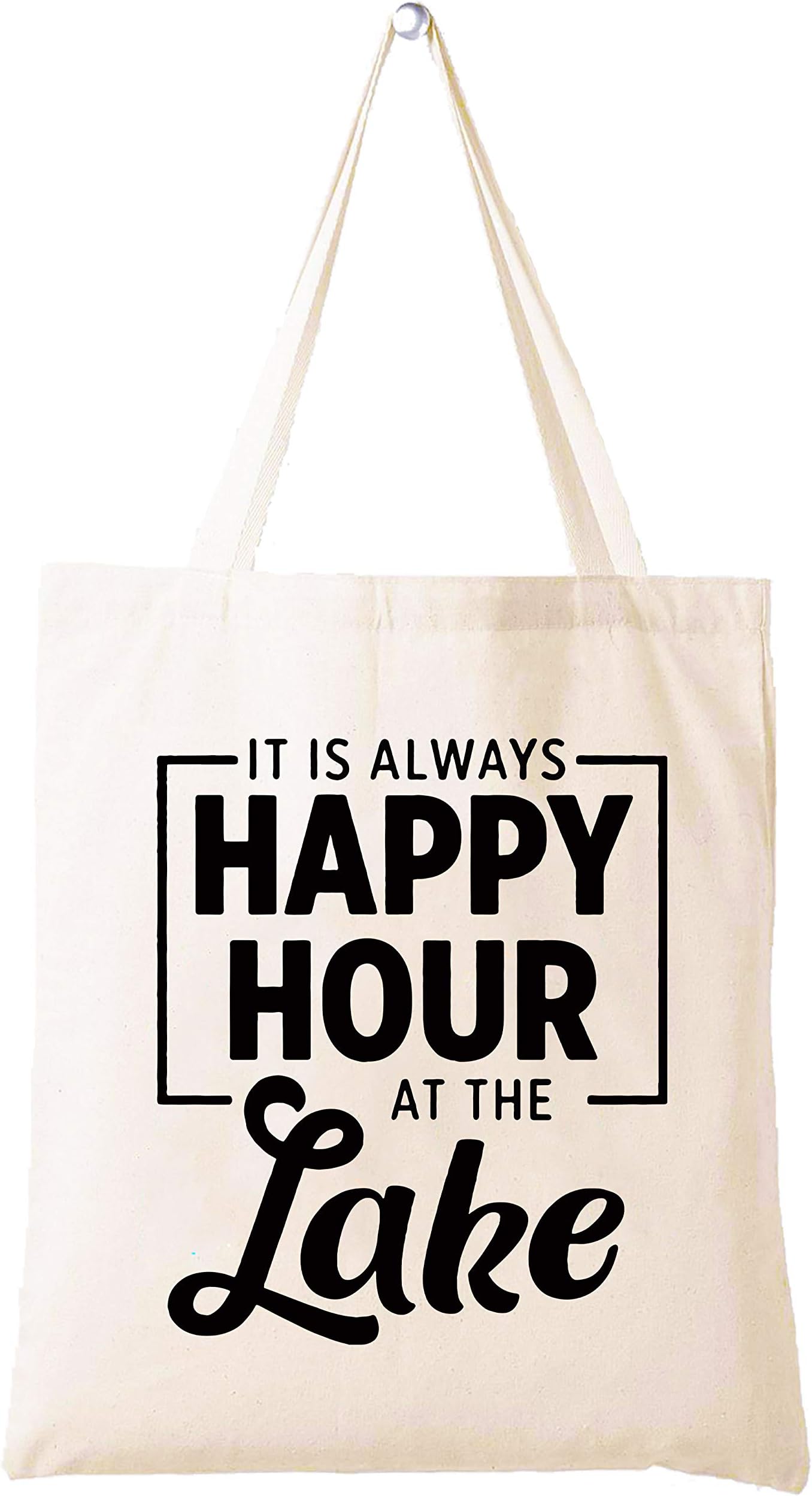 LIBIHUA Funny Valentines,Birthday Christmas Gift for Lake Lovers,Friends,Bestie,Wife,Mom,Grandma,Hostess,Shoulder Bag Shopping Tote Bag Present,It's Always Happy Hour at the Lake