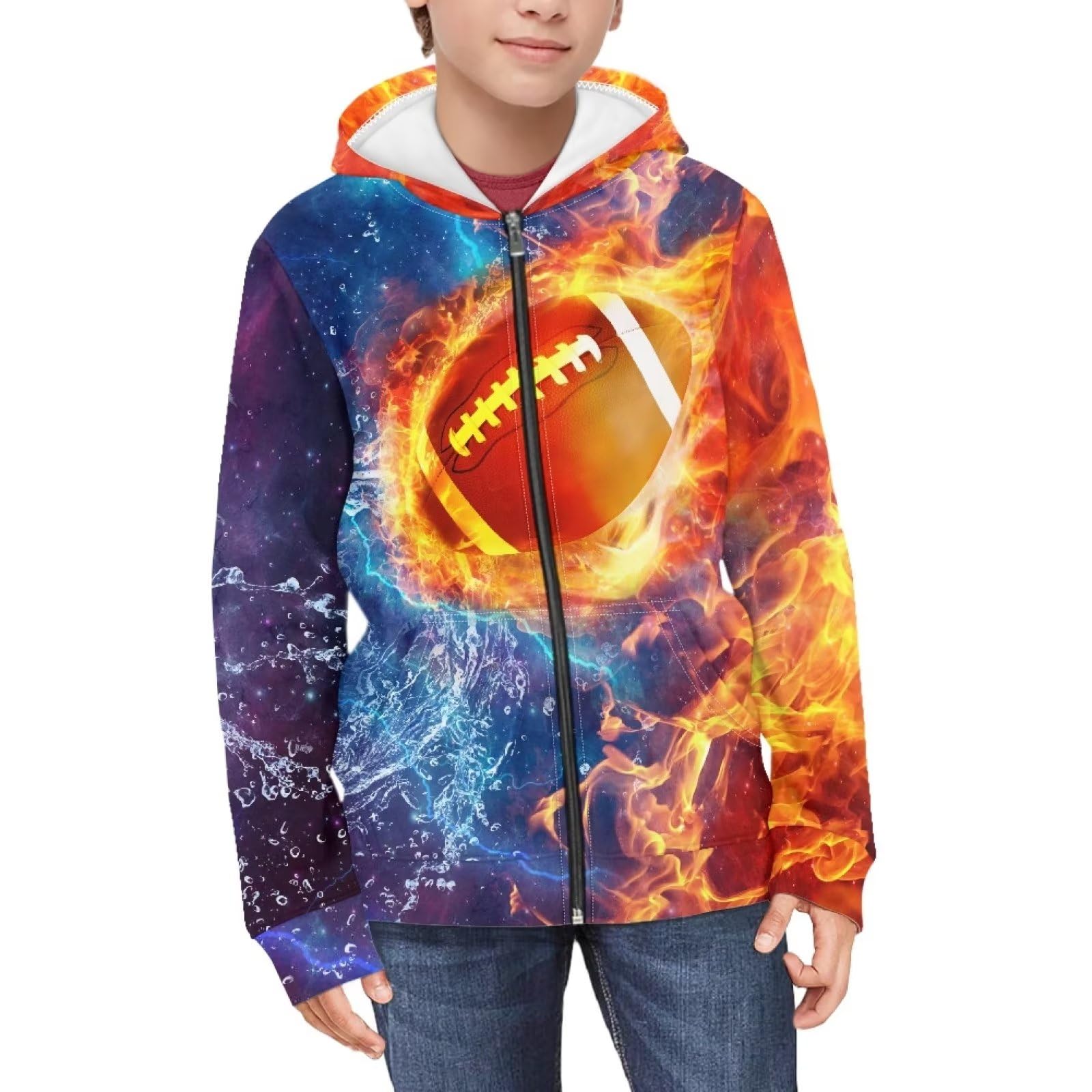 Coloranimal Unisex Girls Boys Long Sleeve Casual Hoodies &amp; Sweatshirts Tops Kids Zip Up Jacket Coat Age 6-16 Year