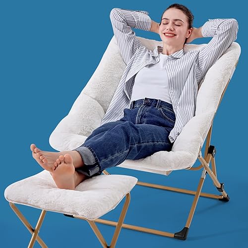 Miniatura 6 de OAKHAM Cómoda silla para adultos, suave piel sintética plegable para dormitorio, sala de estar, dormitorio, silla de lectura flexible para