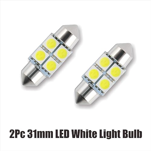 2 bombillas LED súper blancas de 1.220 in 4SMD 5050 para matrícula, cúpula, mapa, maletero, luz LED (2)