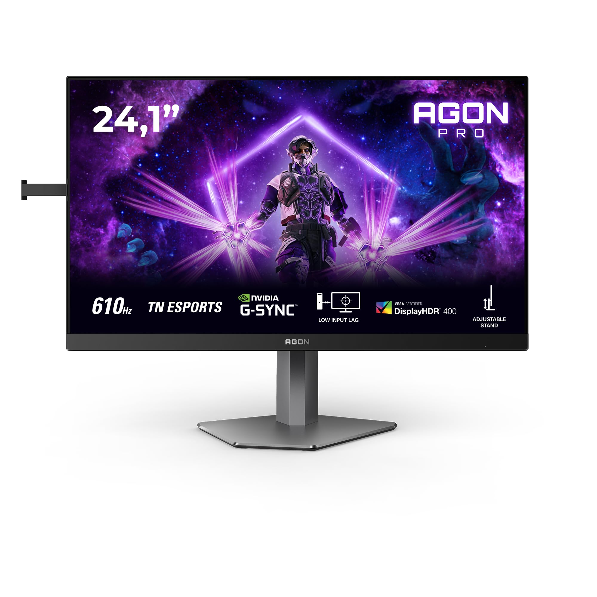 AOC Gaming Moniteur AG246FK6 24 Pouce 610Hz TN Esports Dalle, 0.5ms GtG, HDR400, G-Sync Compatible, Ajustable en Hauteur, USB Hub(1920x1080 HDMI 2X 2.1) Noir