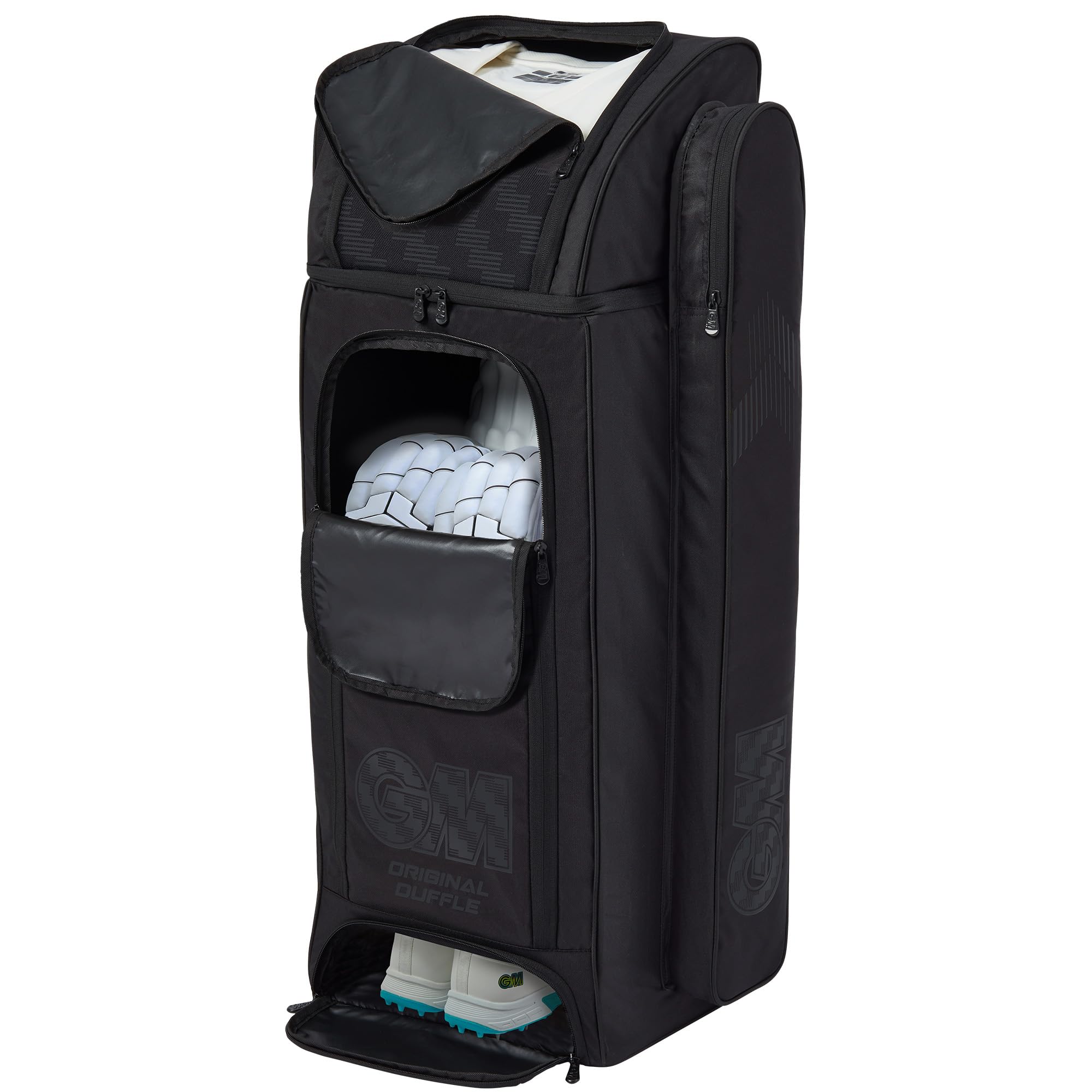 Gunn & Moore GM | Original Duffle Cricket Bag Holdall | Pocket for 2 Full Size Bats | Adjustable Comfort Straps | Volume 109 litres | Tough 600 Denier Polyester | Black