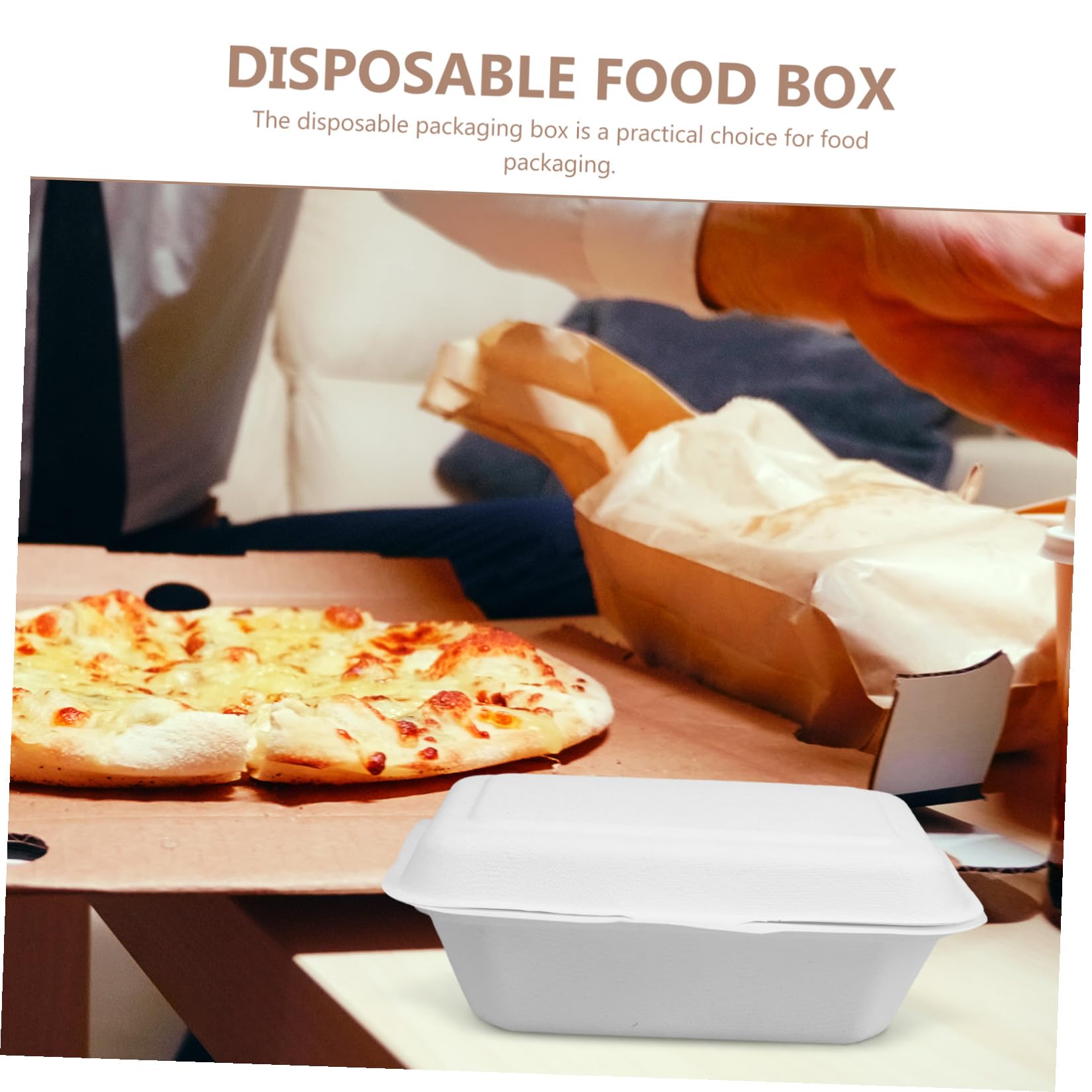 Abaodam Scatole per Cibo da Asporto Contenitori Usa e Getta Biodegradabili 600ml 50 Facili da Trasportare per Confezionare Torte e Pasti