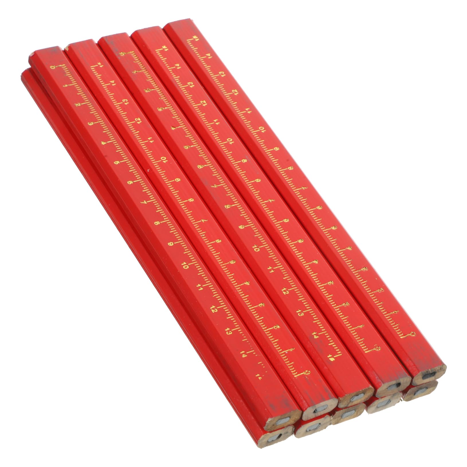 NUOBESTY Matite da Carpentiere Rosse 50 Pezzi in Legno e Piombo con Scala per Tracciatura Professionale e Pratica in Officina