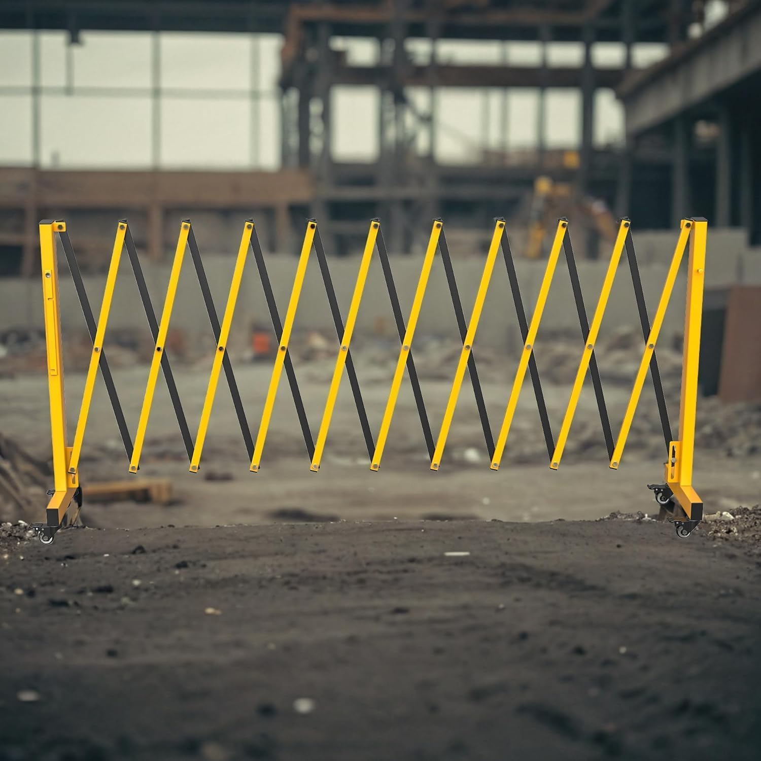 Garvee 5,1M Scherengitter Ausziehbar Outdoor,Mobiles Absperrung Metallbarrikade,Metallisch Erweiterbare Barriere Mit Rollen, Outdoor Absperrgitter Für Baustelle, Verkehrskontrolle & Absperrung