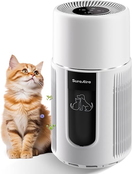 Pet Air Purifier, H13 HEPA Filter Removes Dog Cat Hair, Smoke Odors & Dust