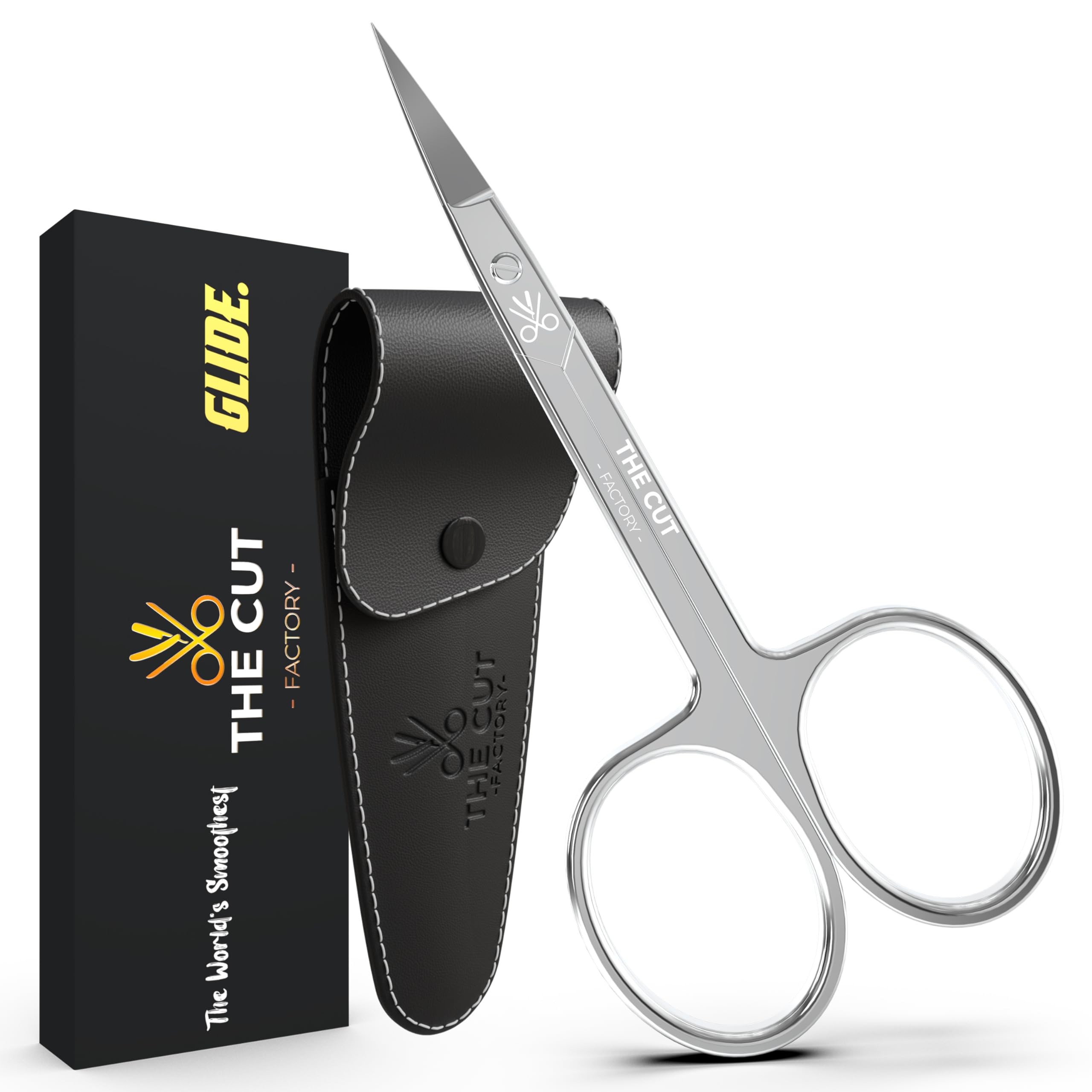 The Cut Factory- Cuticle Scissors, Extra Fine Point Tips, Slighty Curved Blades, Pedicure And Faical Hair Scissors For Eyebrows, Nose Hair- Nail