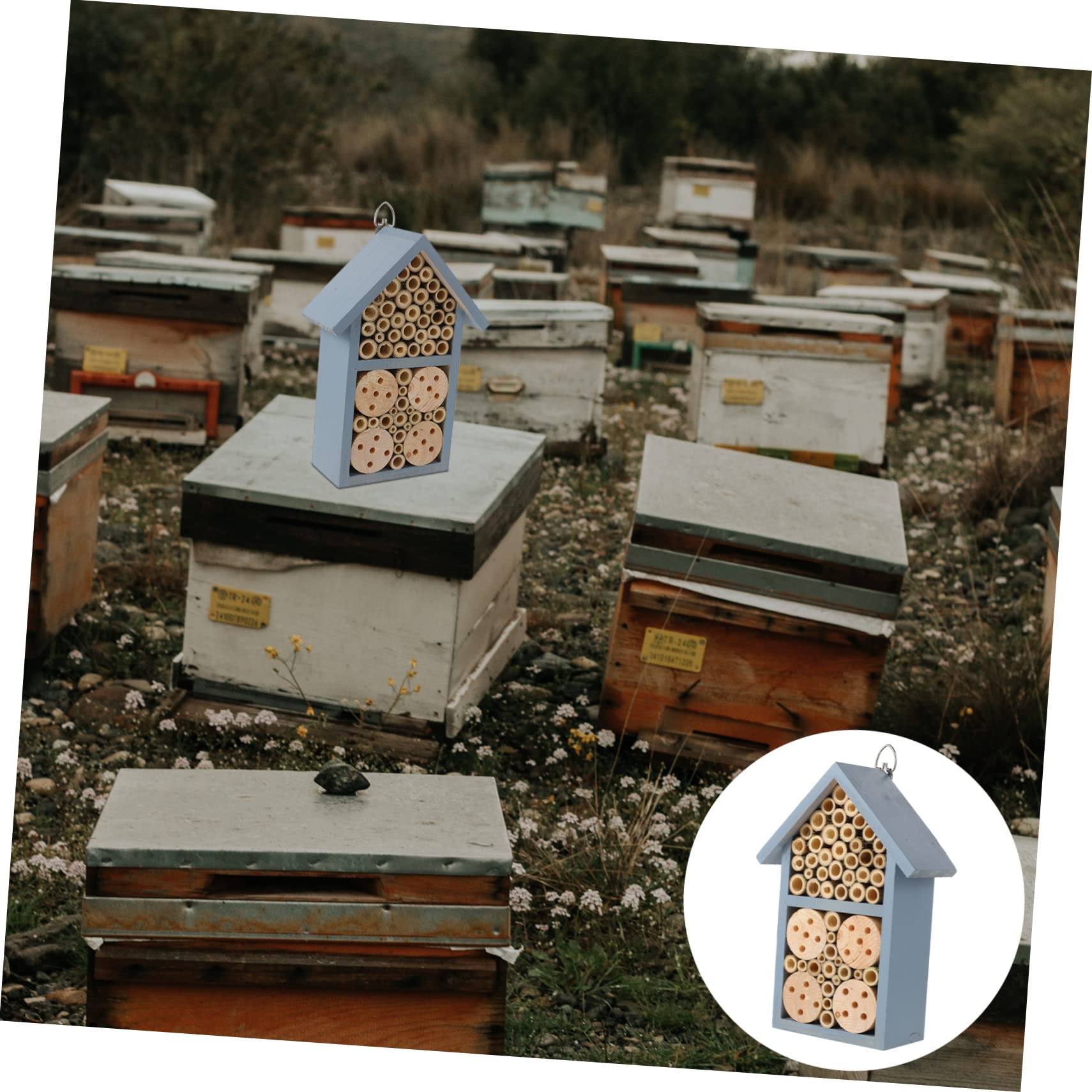 Bienenhaus Insektenhotel Für Garten Outdoor Mit Haken Zum Aufhängen Dekoratives Nisthaus Überwinterungsplatz
