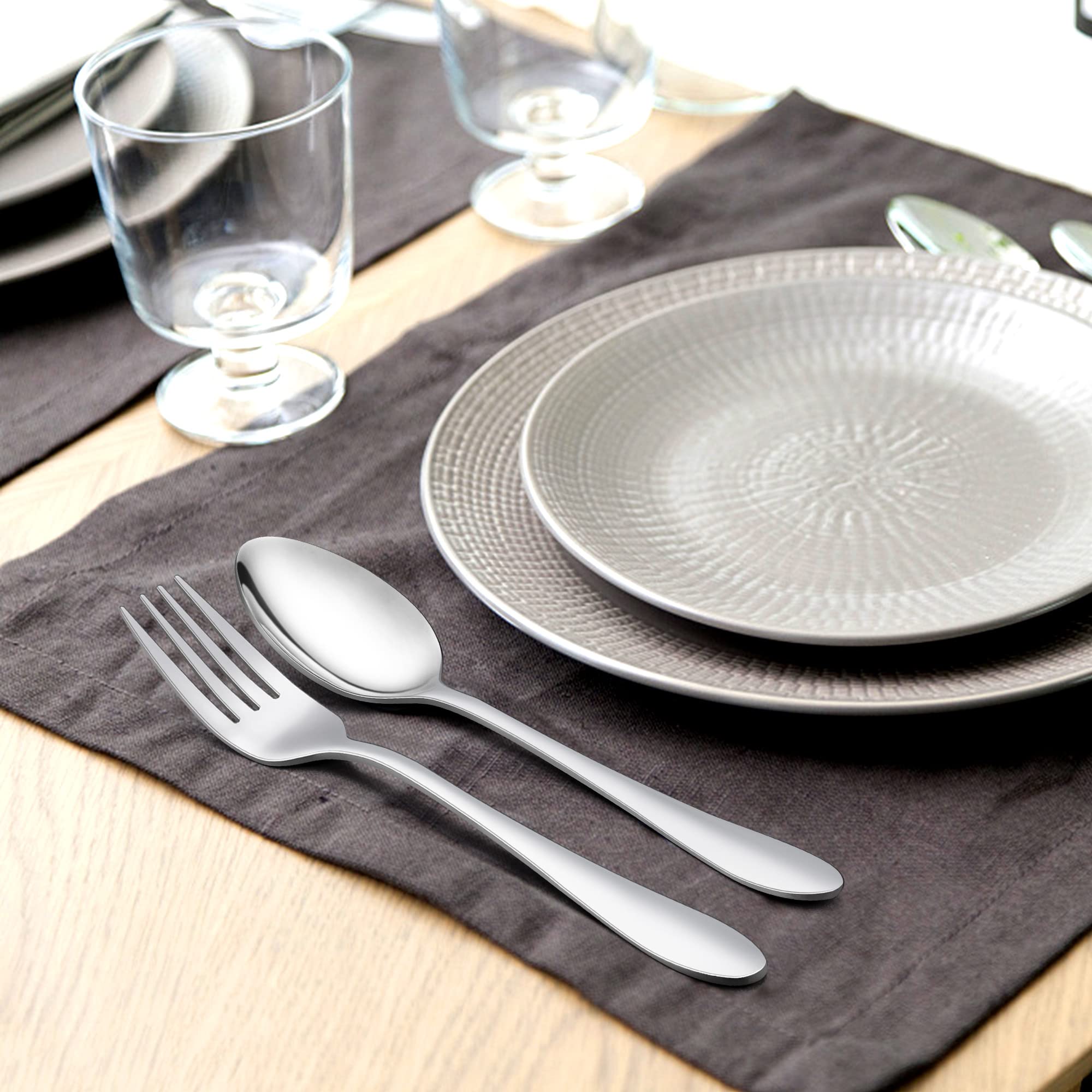 Joyfair Lot De 12 Cuillères à Soupe En Inox 19,5 Cm - Lave-vaisselle, Bord Lisse, Pour Maison Et Restaurant