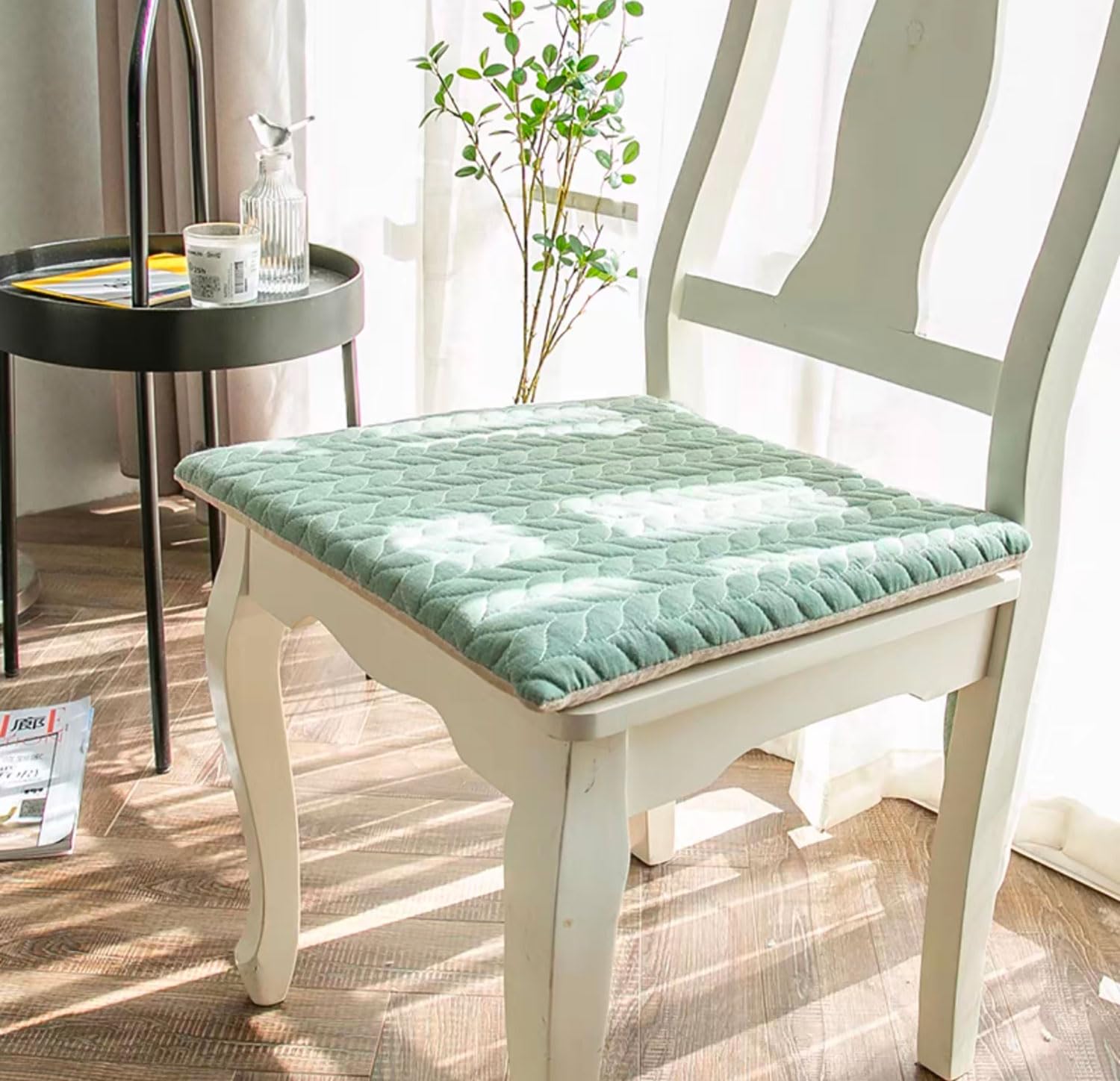 MGEMJMJ Shaped Chair Cushions For Dining Chairs With Ties And Machine Washable Cover Thick Non Slip Chair Pads For Indoor Kitchen Office Use(Size:50x50cm(20x20inch),Color:green)