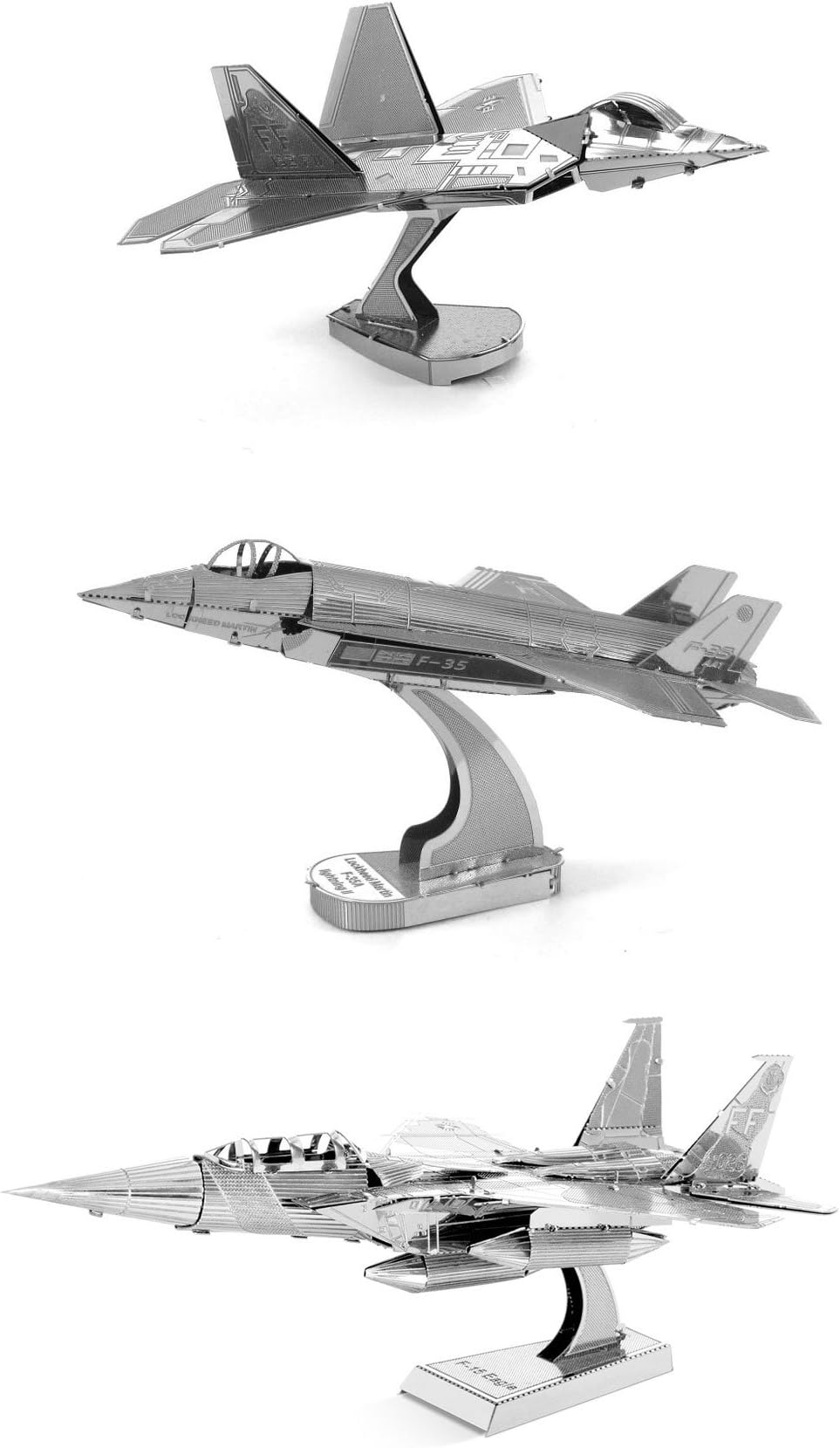 3D Model Kits Set of 3: F-22 Raptor - F-35 Lightning II - F-15 Eagle