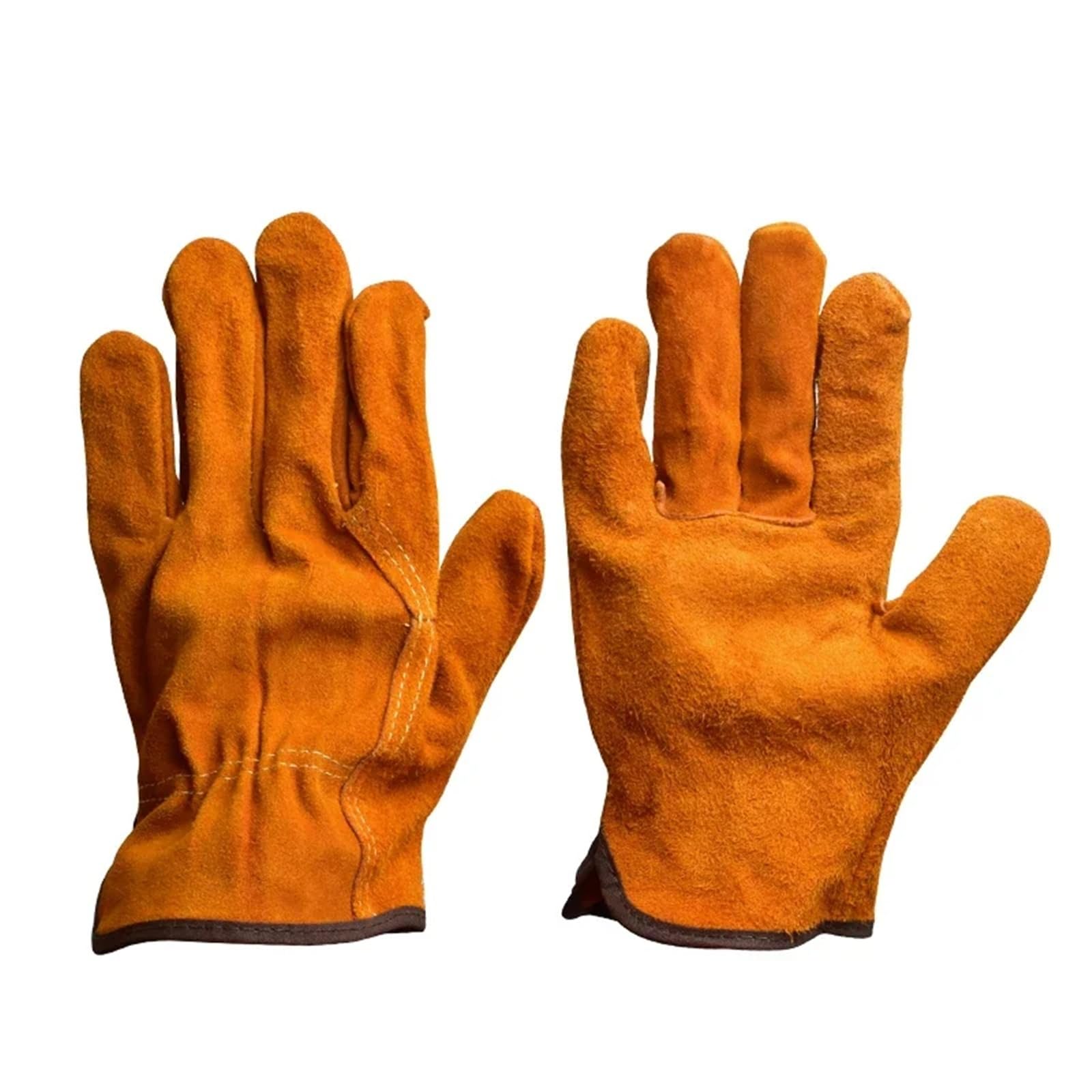 Generico 1 paio di guanti da saldatura in pelle bovina gialla a doppio strato - Dispositivi di protezione individuale for la protezione del lavoro resistenti all'usura