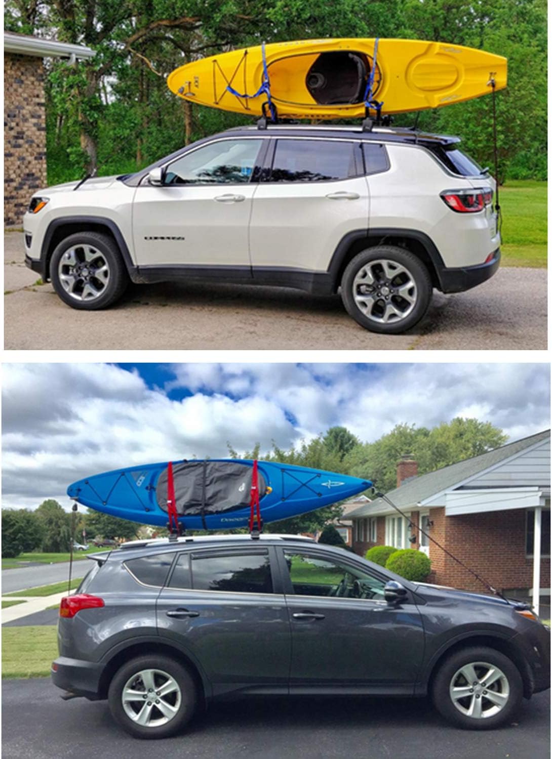 Kayak and Canoe Tie Down Set, 4Pcs Quick Loops and 2Pcs Sentry Ratchet Tie Down Rope and 2Pcs Rope