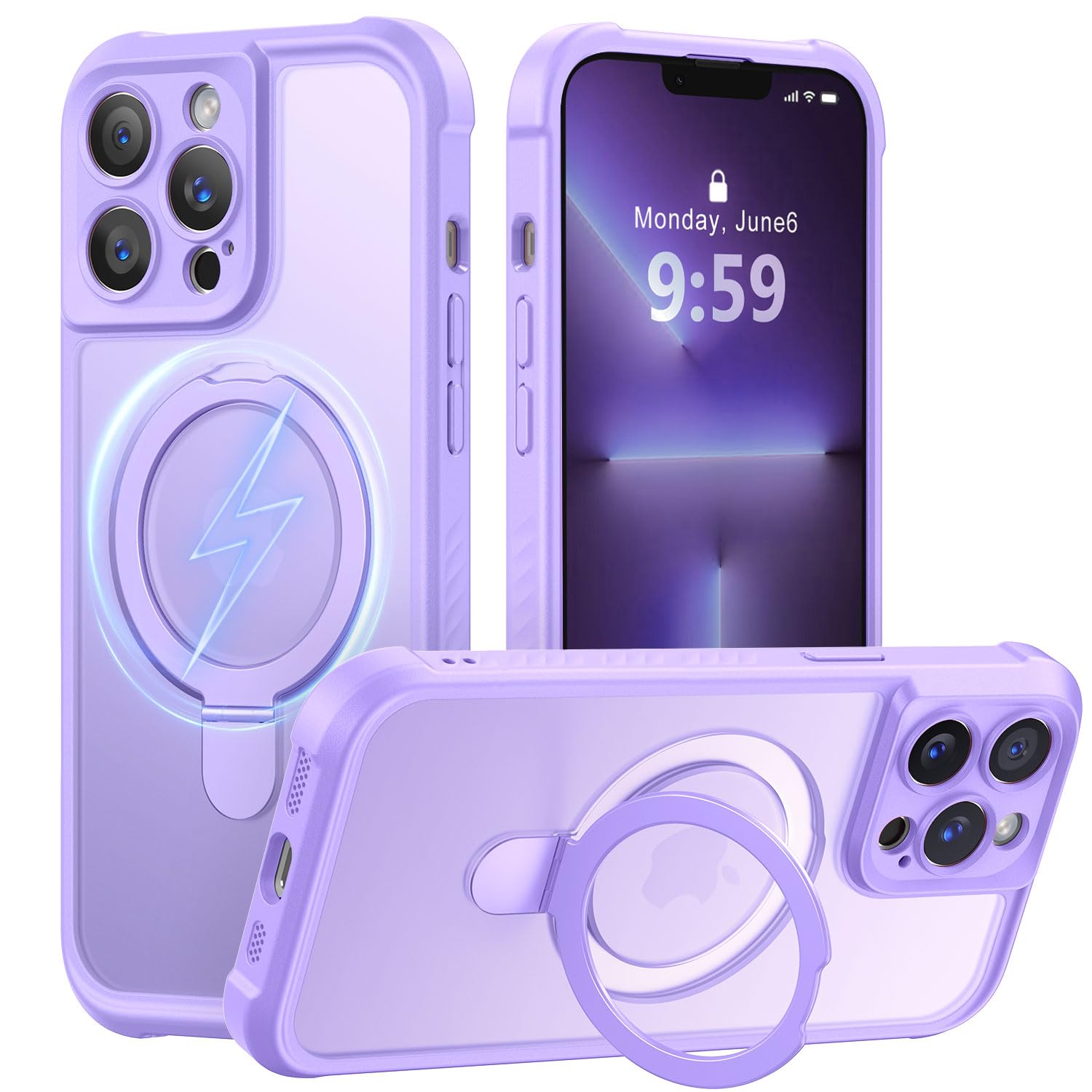 MOCCA Magnetic for iPhone 13 Pro Case with Stand,Light Purple