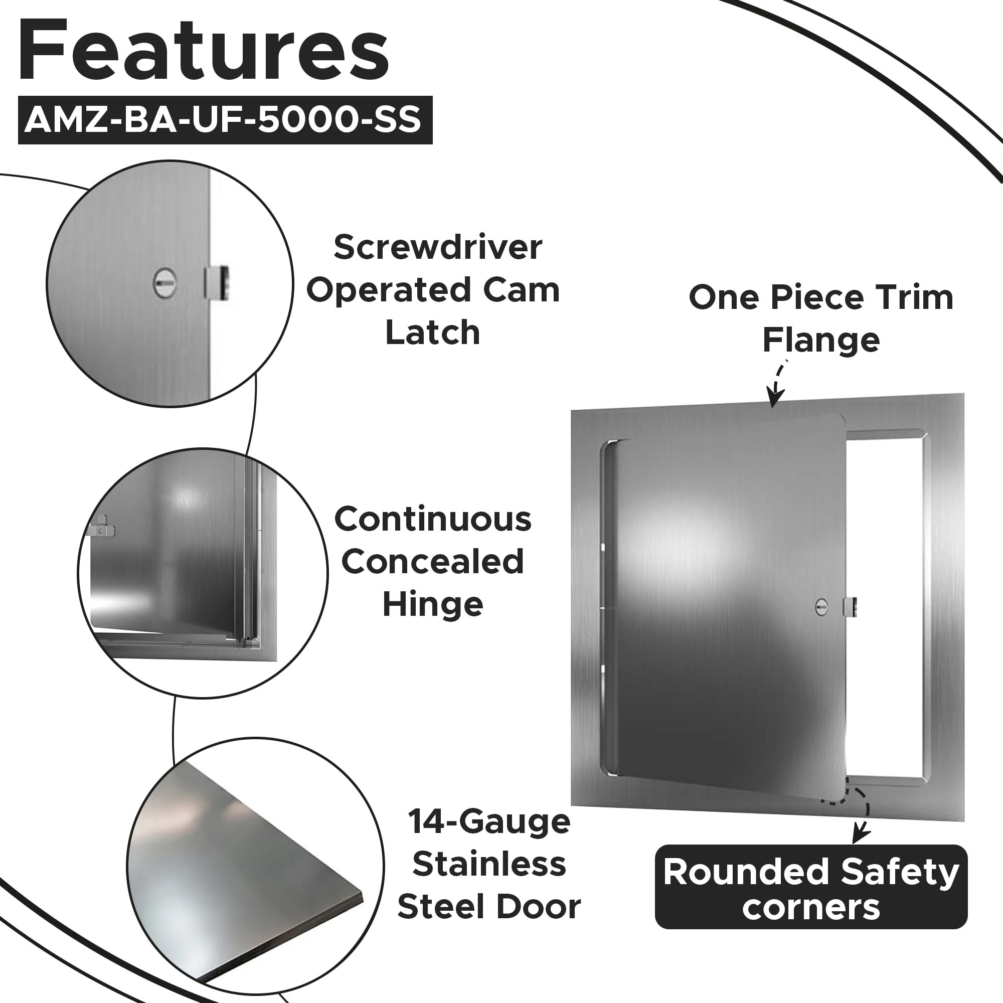 Best 10" X 10" Universal Access Panel – Flush Steel Door With Exposed Flange For Walls Or Ceilings, 16-Gauge Cold Rolled Steel Frame, Screwdriver Cam Latch, White Powder-Coat Primer Finish, BA-UAP