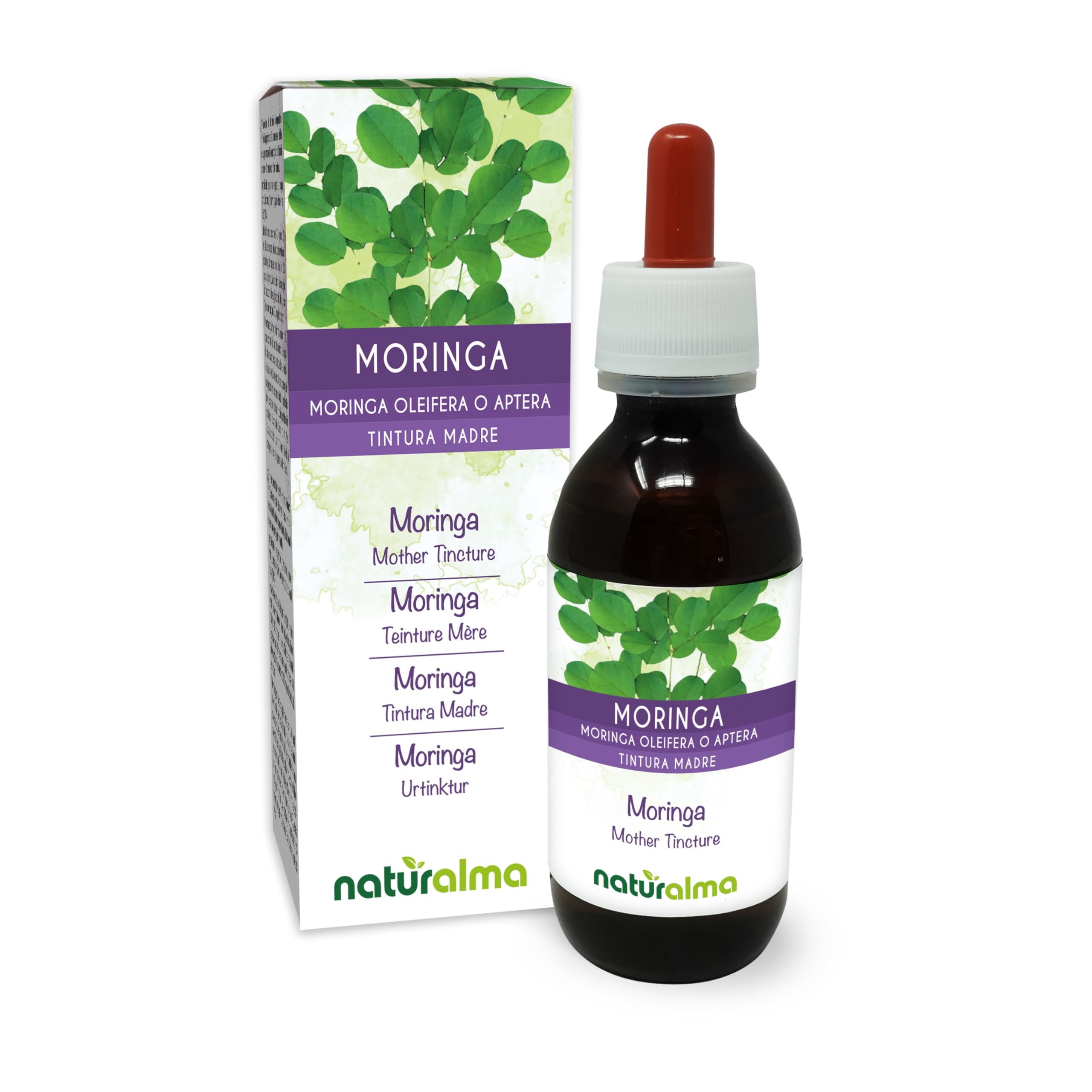 Moringa (Moringa oleifera or Moringa Aptera) Leaves Alcohol-Free Mother Tincture Naturalma - Liquid Extract Drops 120 ml - Food Supplement - Vegan