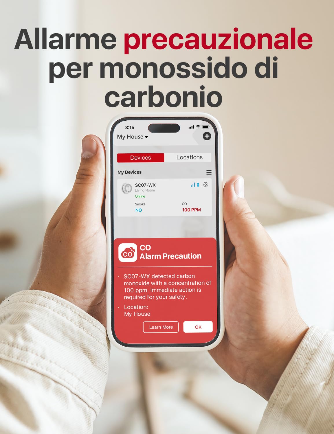 X-Sense Wi-Fi Rilevatore di fumo e monossido di carbonio, allarme con batteria sostituibile, sensore combinato compatibile con X-Sense Home Security APP, EN 14604 e EN 50291 conformi, SC07-WX, 1 Pezzo