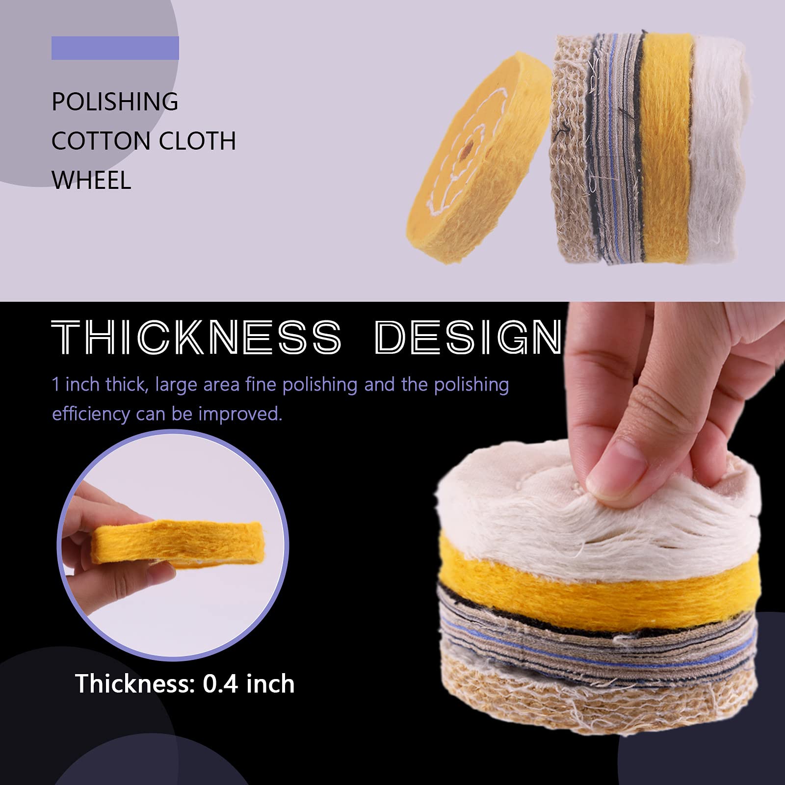 Set 7 Pezzi Per Lucidatura - Ruote In Cotone, Flanella, Denim E Composti, Con Gambo 1/4", Per Smerigliatrice - Foto 6