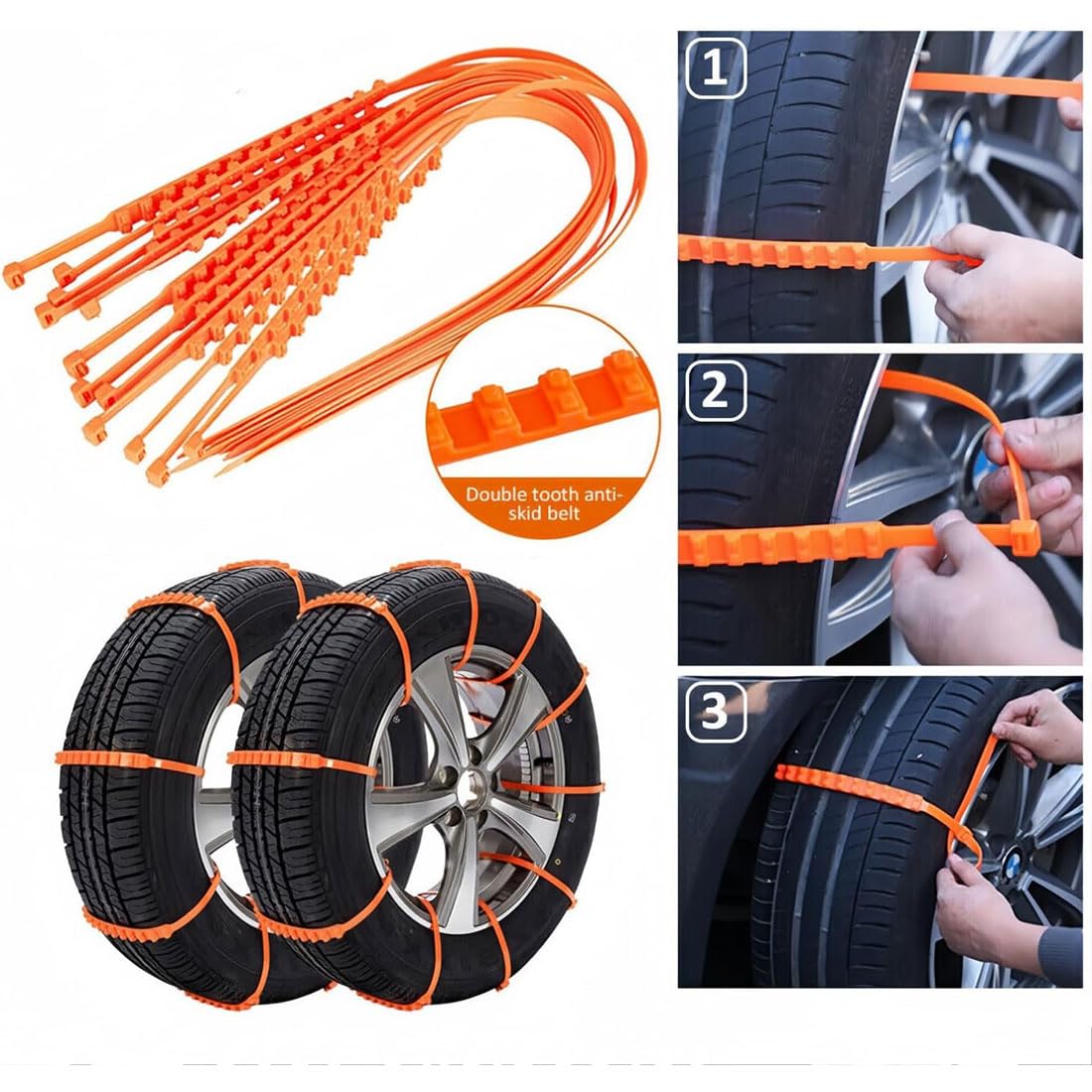 Cadenas de nieve universales antideslizantes, nuevas cadenas de nieve reutilizables 2026, cadenas antideslizantes para coches, cadenas de seguridad de invierno para automóviles, camiones y SUV, para