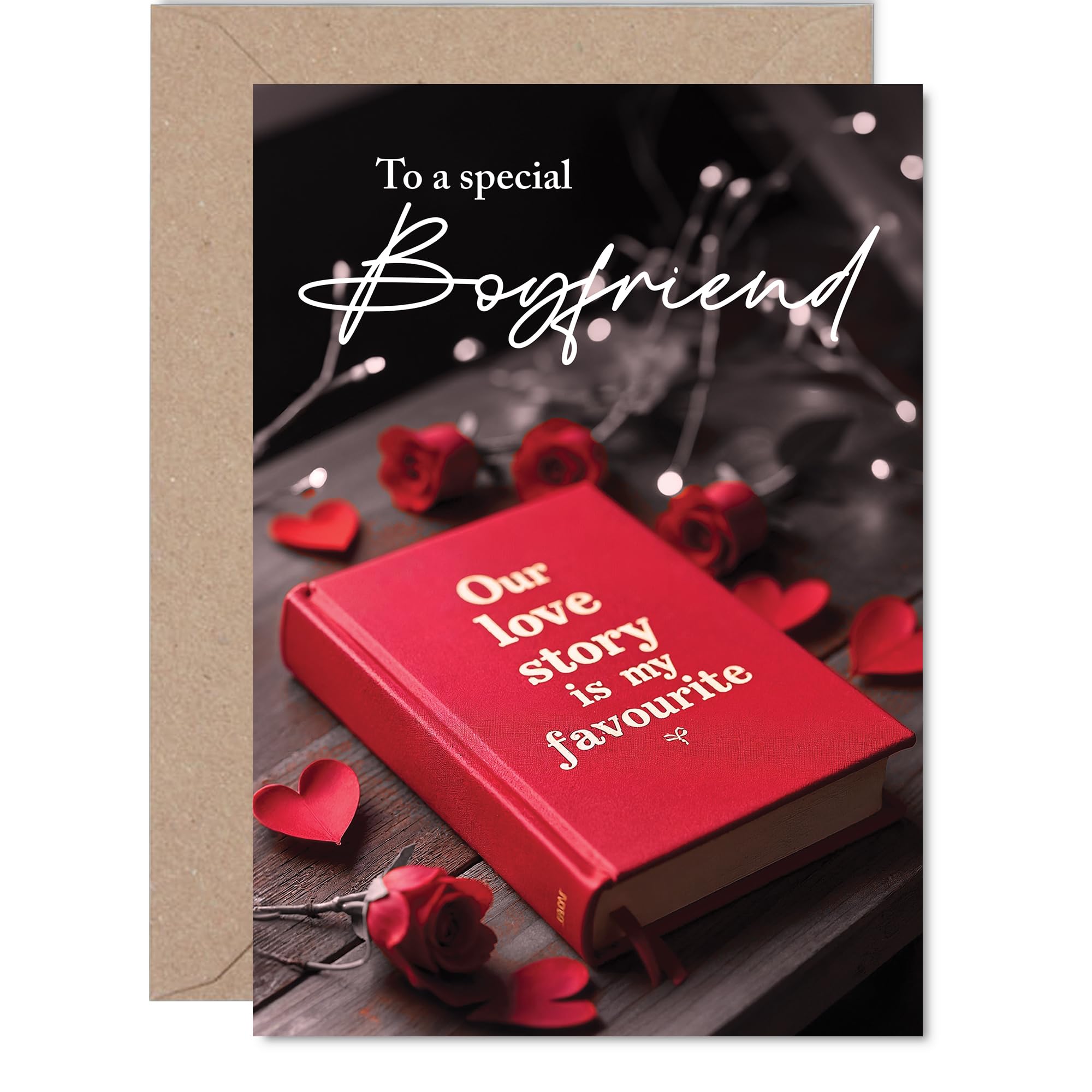 Boyfriend Anniversary Card - Our Love Story - Happy Anniversary Card for Boyfriend from Girlfriend Partner, A5 Wedding Anniversaries Greeting Cards