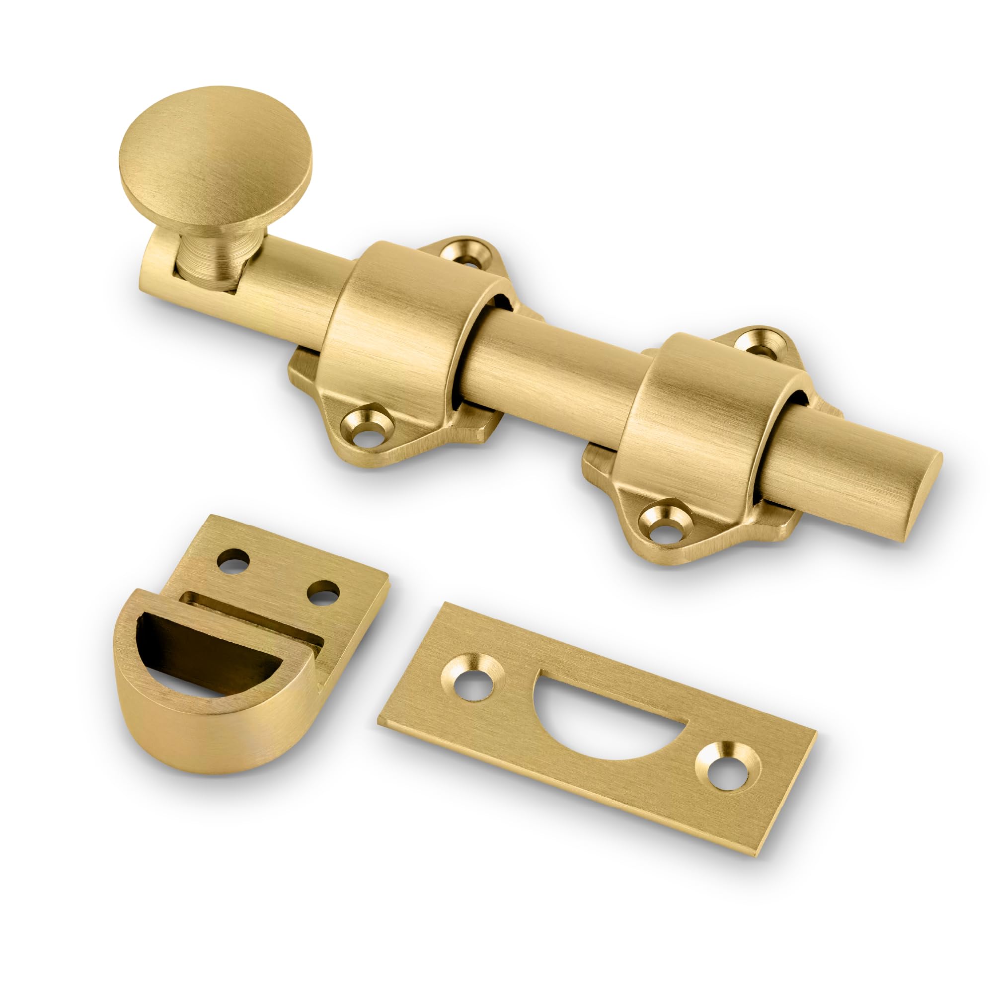 Mega Handles Dutch Door Bolt Satin Brass (1-Pack) - Slide Bolt, 4-Inch