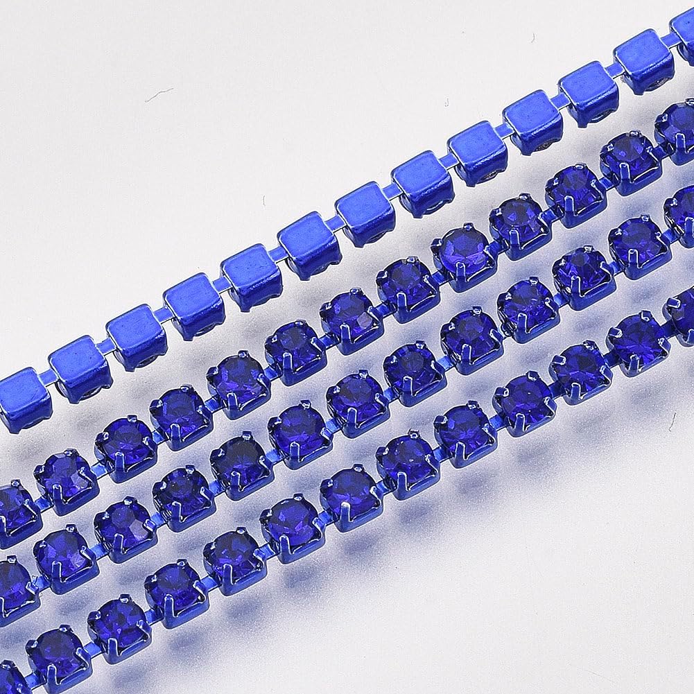KISSITTY 2mm Rhinestone Chain 10 Yards Dark Red Color SS6.5 Crystal Trim Cup Chains Embellishments for DIY Sewing Jewelry Wedding Party Clothes Decoration Crafts Ornaments