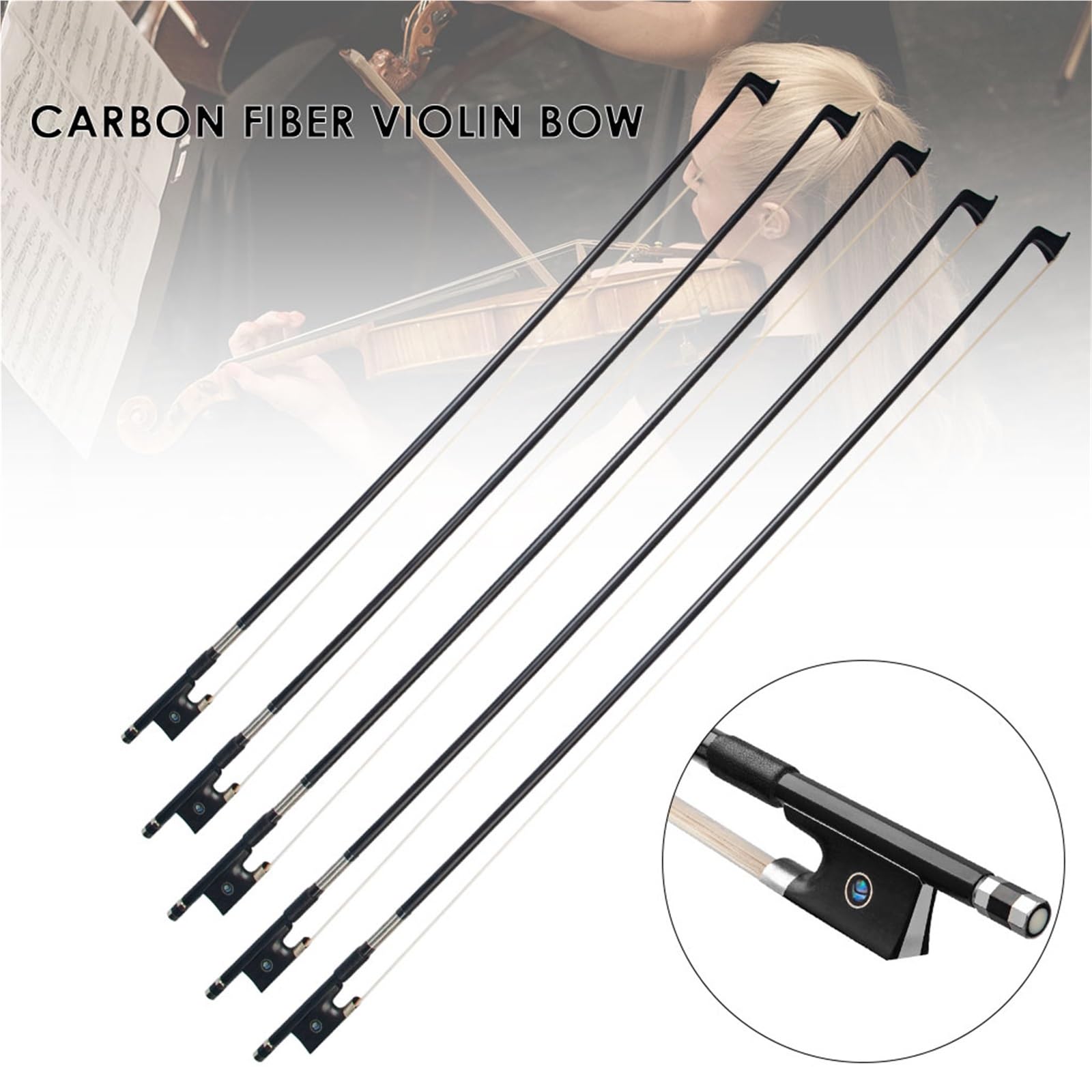 Arco di violino Crine Di Cavallo 4/4 3/4 1/2 1/4 1/8 Fibra Carbonio Arco Violino Accessori Per Strumenti Musicali Risposta Rapida