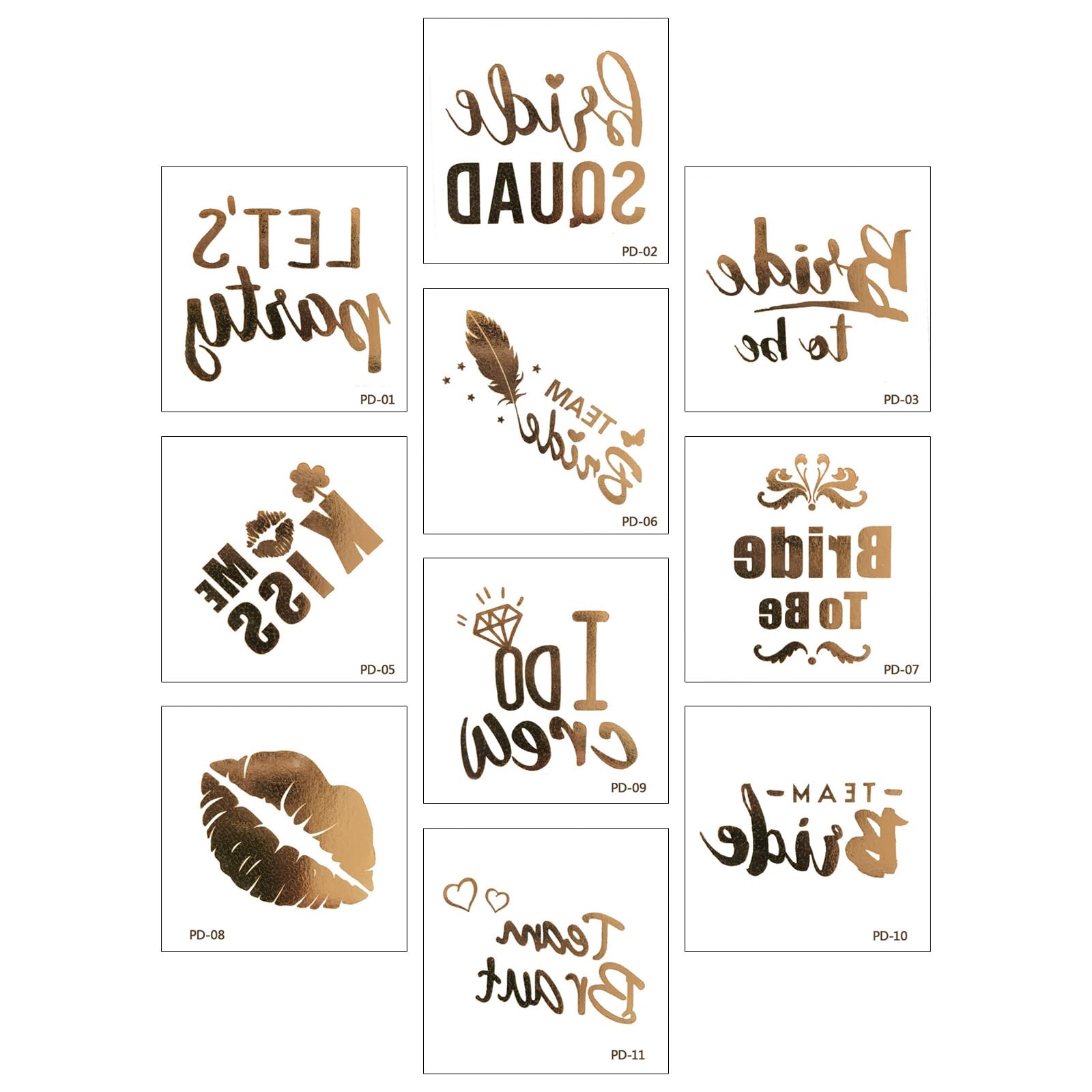 HINAYOSAN 10 Golden Temporary Body Stickers For Bridal Showers Wedding Rehearsals Bachelorette Event Party Decorations Bridal Shower Golden Body Stickers