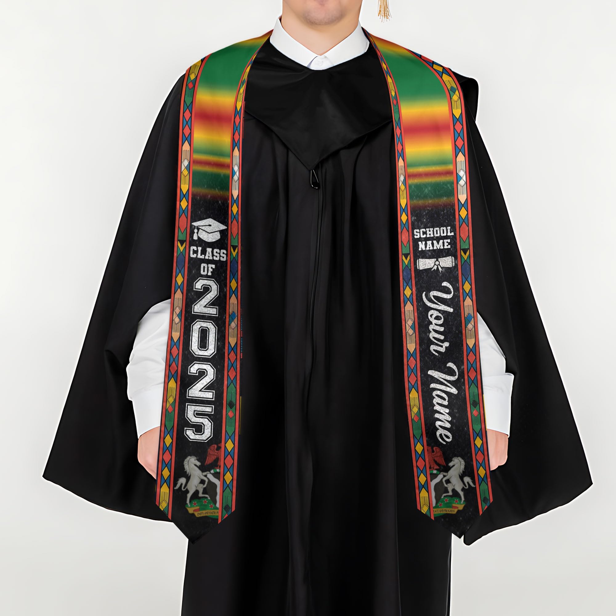 MonkeyVan Custom Nigerian Graduation Sash, Nigeria Stole Customize, Nigerian Stoles For Graduation 2025, Class of 2025 M78