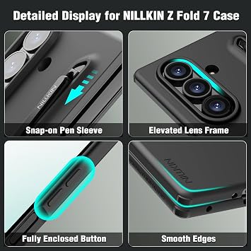 Nillkin for Samsung Galaxy Z Fold 7 Case with Stylus Pen [Superior Liquid Silicone] [Wireless Charging] [S Pen Holder Slot] Shockproof Slim Phone Case Cover with Pen for Galaxy Z Fold 7, Black