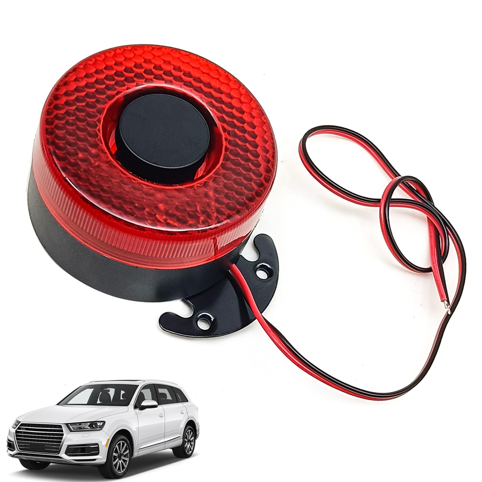 Car Back-up Alarm Horn, 12V/24V 105dB Alarm Buzzer Siren with Wire/Light, Waterproof Universal Car Beeper Auto Warning for Different Cars Accessories