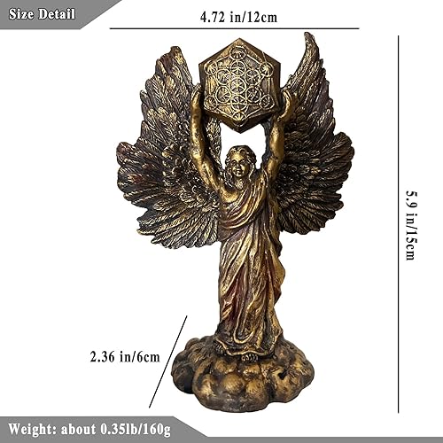 Miniatura 3 de Escultura de ángel, decoración de alas doradas, estatuas de bronce, adornos de resina para el hogar, figuras de arte coleccionables, hechas a mano,