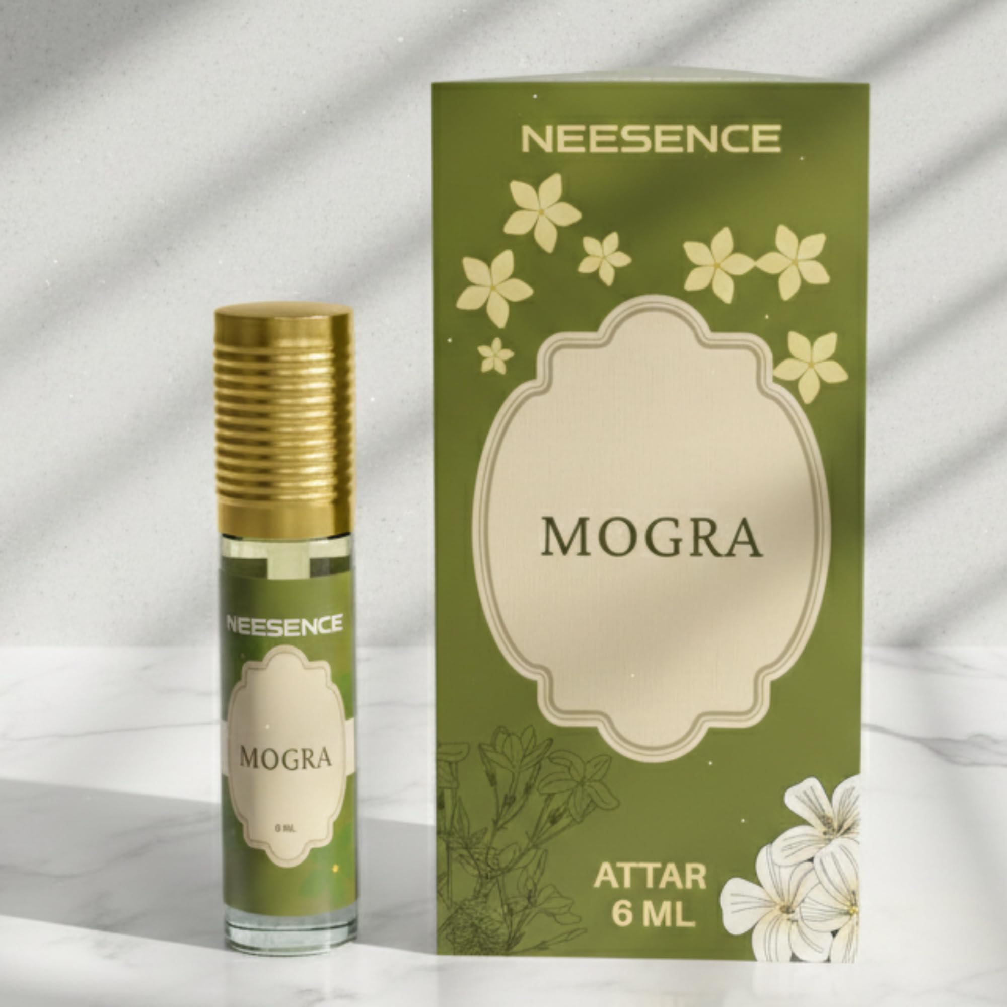 Mogra Attar Oil 6Ml | Arabic Itra Roll On Etar Oils For Men And Women | Pure Ittar, Bela, Mogra, Oud Oil, Woody Oudh | Non Alcoholic | Best For Gifting 15Hr+ Long Lasting-image-5