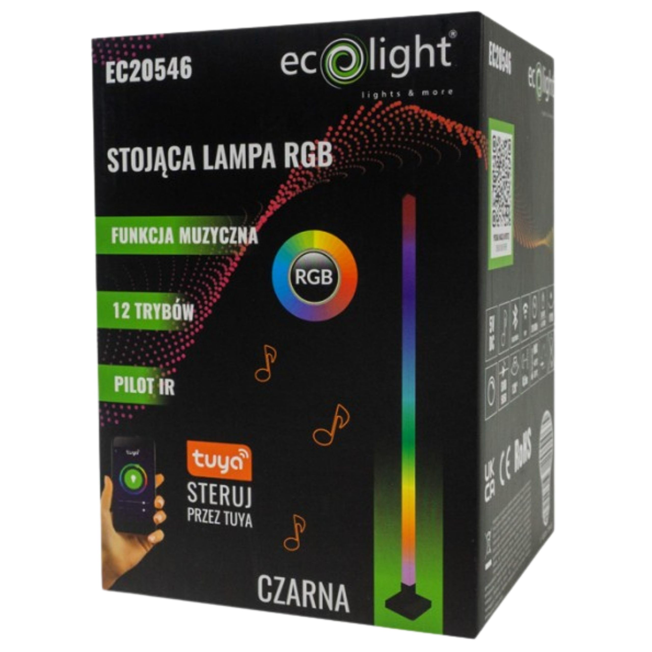 Lampe musicale sur pied RVB TUYA noire