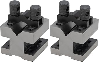 CME Paired V-Blocks with Clamps, Steel, Fits up to 7/16" Workpiece Diameter, 1 3/8" x 1 3/8" x 1 3/16"