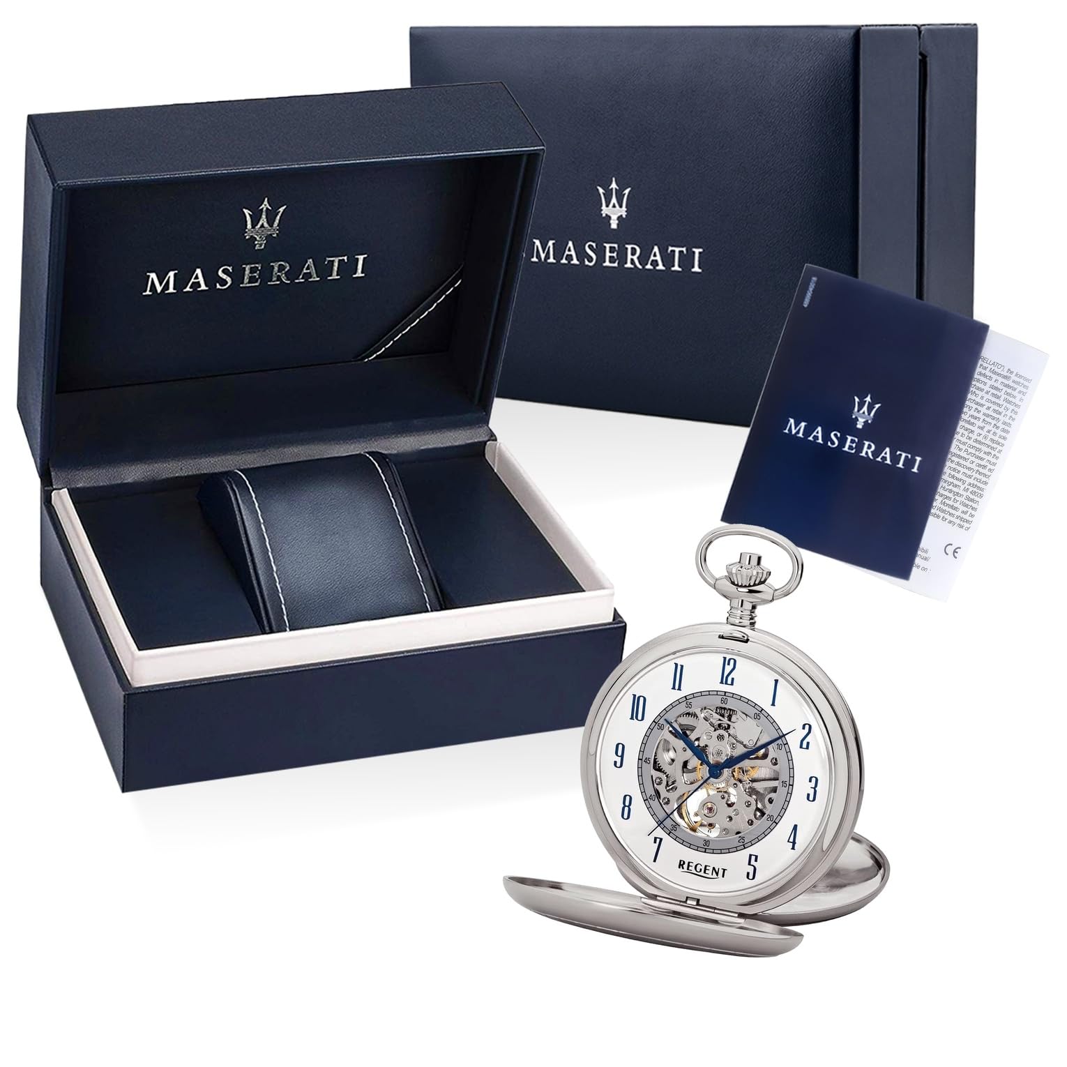 REGENT Herren Taschenuhr Savonnette Skelett 53 MM Mechanischer Handaufzug Arabische Zahlen in verschiedenen Varianten