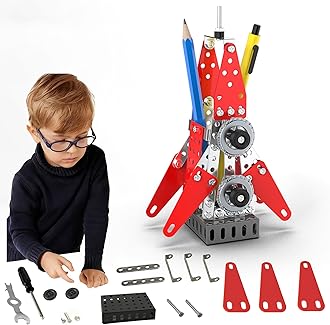 ​3D Metal Puzzle Rocket Building Kit 2-in-1 Pen Holder & Phone Stand for Desk - DIY Assembly Model, Fun STEM Project, Unique Office and Home Decor for Adults & Teens