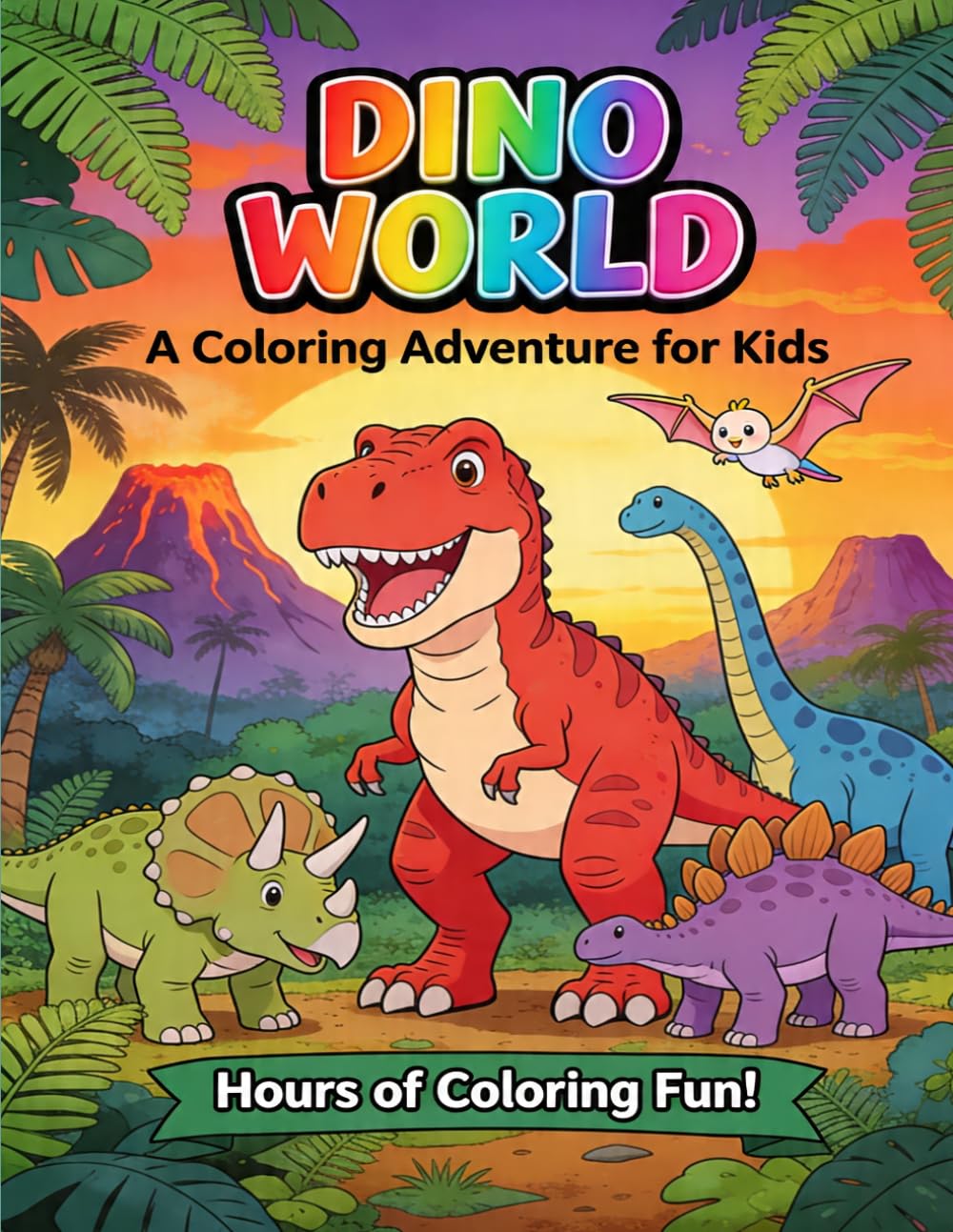Adorable Dinosaurs Coloring Book: 18 Cute Dinosaur Coloring Pages for Kids Ages 3-8 with Fun Facts, Quiz and Certificate