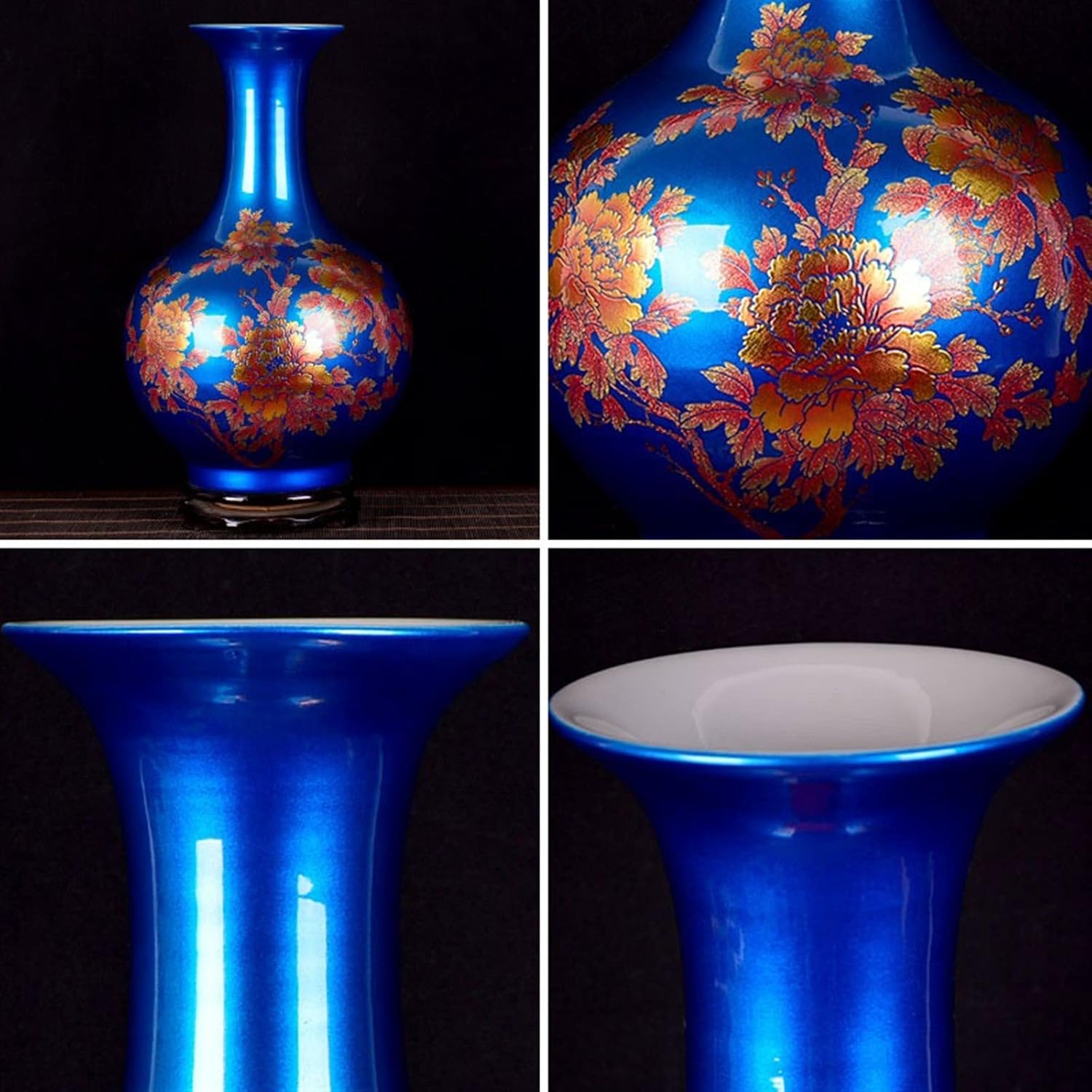 装飾花瓶 景徳鎮 陶器 装飾 個性 青い花瓶 ホームデコレーション