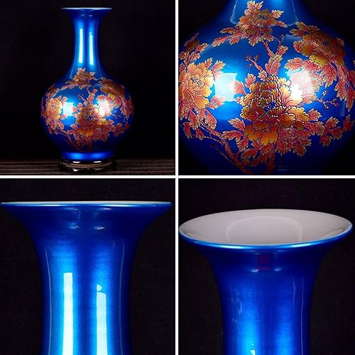 Miniatura 3 de KIZQYN Jingdezhen Jingdezhen - Jarrón azul para decoración del hogar artes y manualidades TV gabinete oficina jarrón para decoración