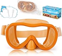 Vista 21 de Gafas de natación para niños, máscara de buceo, máscara de buceo, gafas de natación con cubierta de nariz y correas elásticas anchas con bolsa