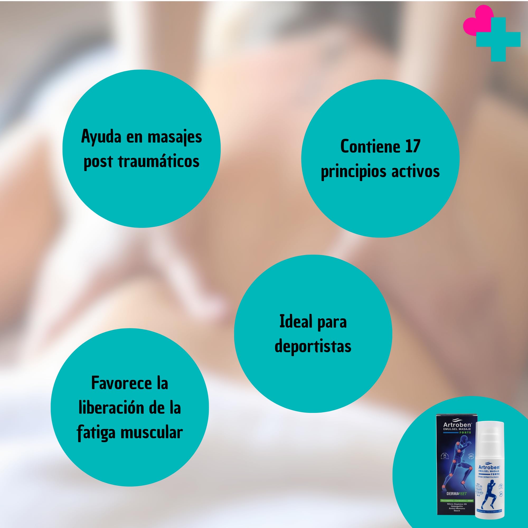 Artroben Derma Feet Crema de Masaje Articular y Muscular 500 ml. Fórmula con 17 Activos Naturales. Alivio Piernas Cansadas y Contracturas. Ideal Pre y Post Deporte.
