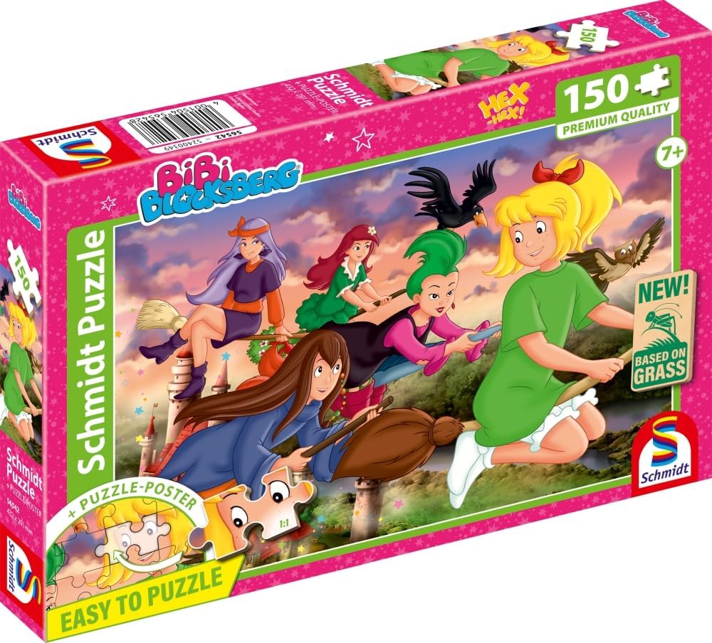 Schmidt Spiele 56542 Bibi Blocksberg, Witch Race, 150-Piece Children's Puzzle in Grass Cardboard