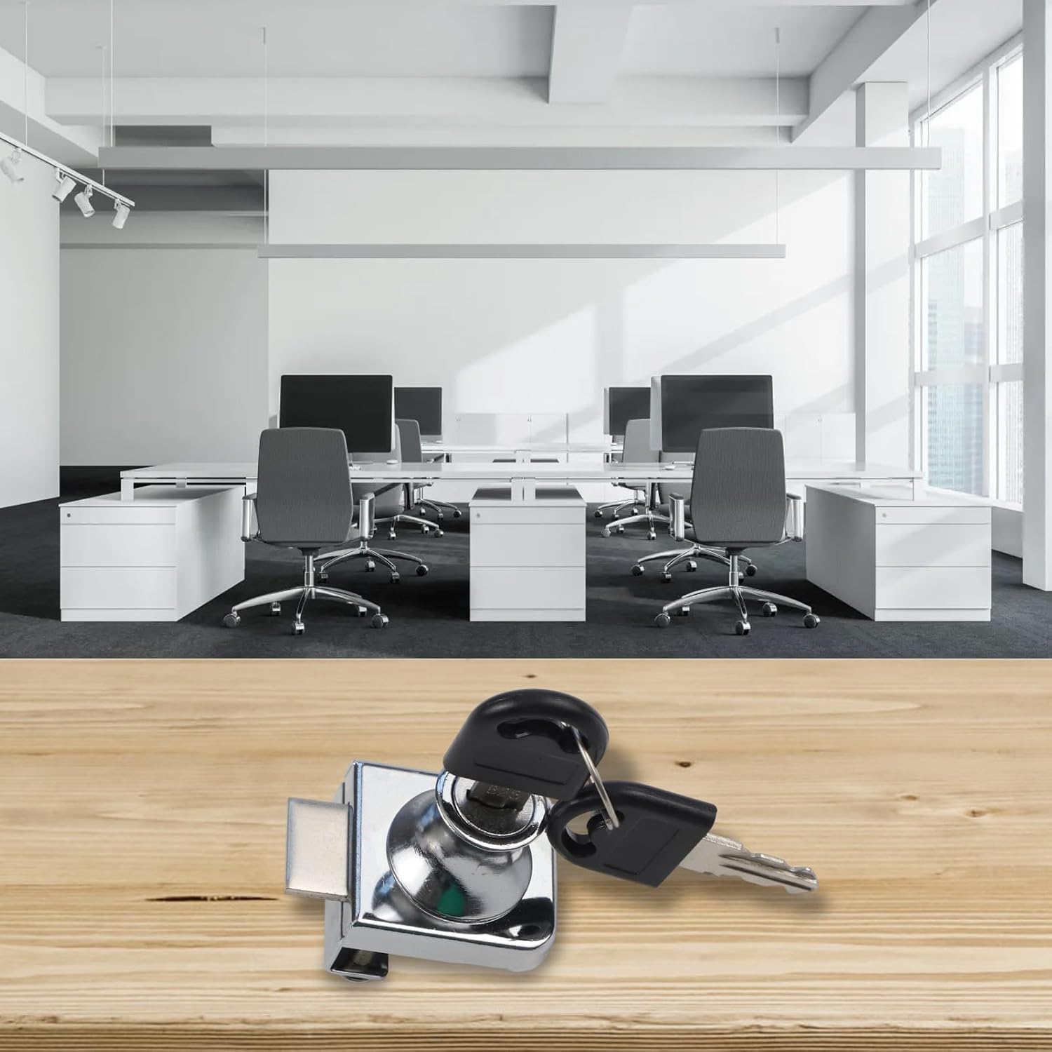 Glass Display Cabinet Lock, Steel Showcase Security Latch for 5mm to 8mm Glass, Anti-Theft Clamp Hasp with Gasket Protection for Storage Doors