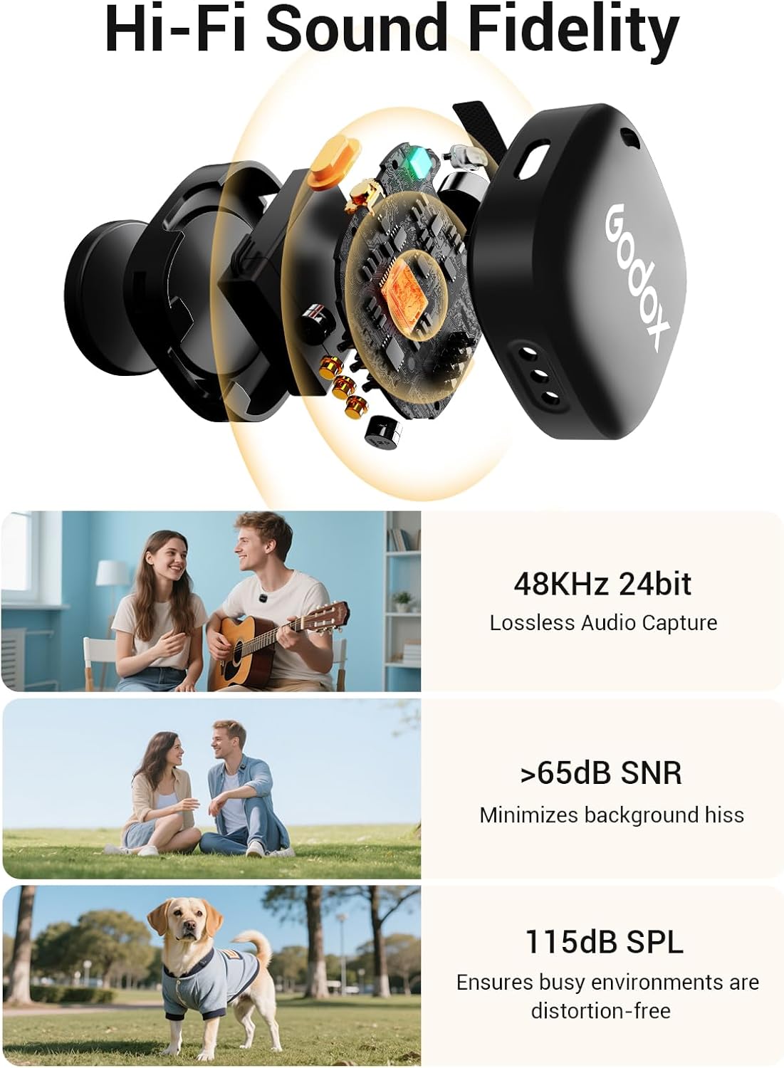 GODOX C01 KIT2 Wireless Microphone, 48kHz/24-bit Professional Lavalier Mic 60W Fast Charging Mini Microphones 7g Ultralight,54H,Noise Reduction,200M Low Latency (2TX+1RX+USB-C+Charging Case)
